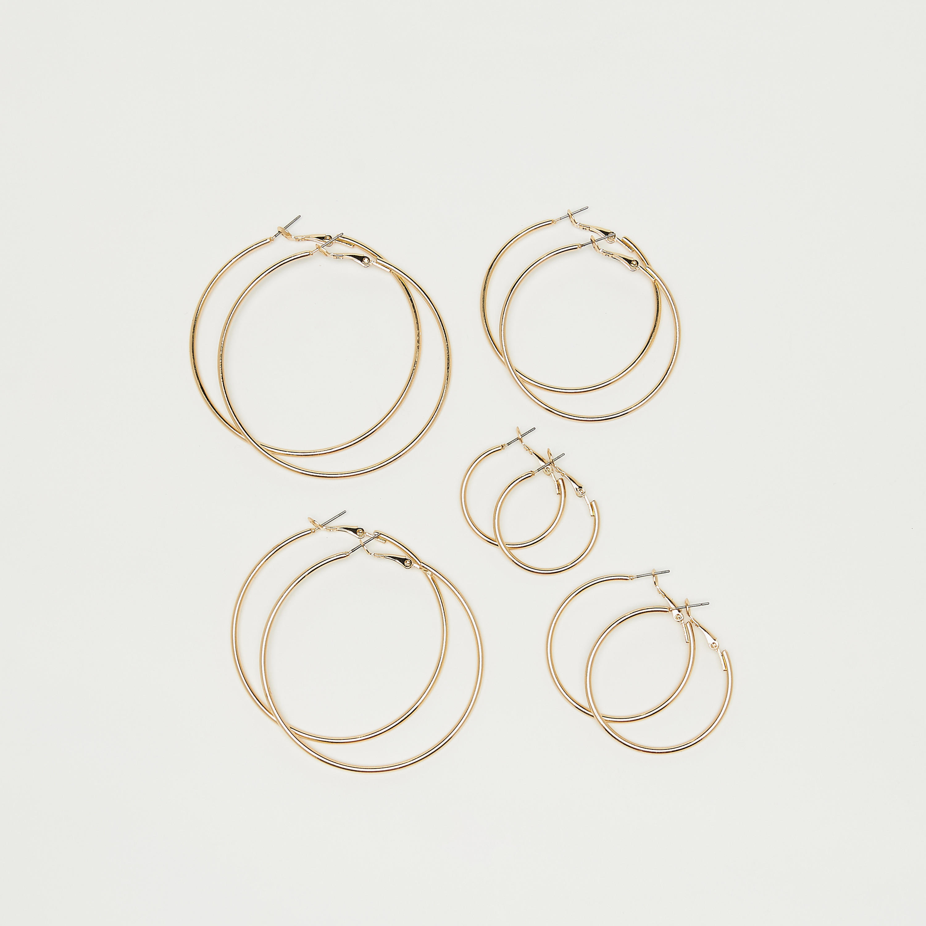 Set of 5 - Metallic Hoop Earrings-women-watchesandjewellery-jewellery-earrings-image-1