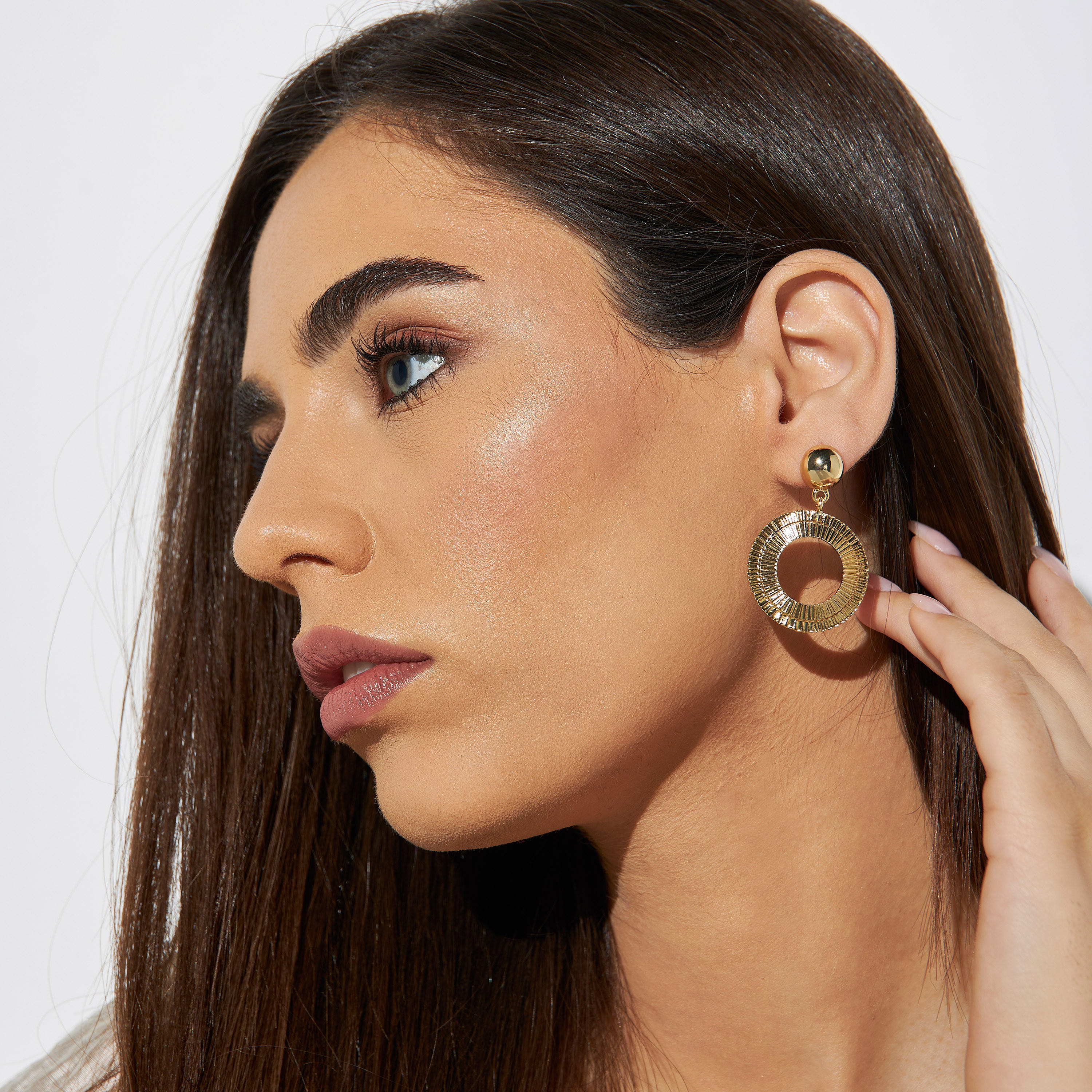 Textured Round Drop Earrings-women-watchesandjewellery-jewellery-earrings-image-2