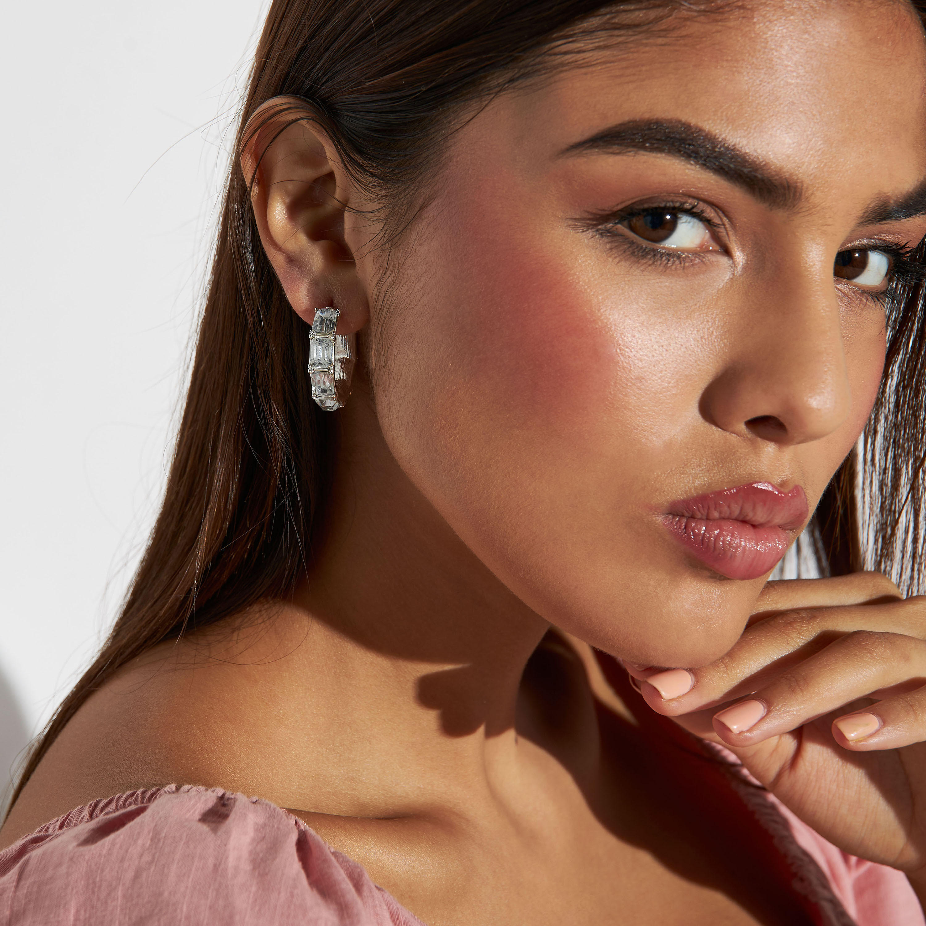 Embellished Hoop Earrings with Pushback Closure-women-watchesandjewellery-jewellery-earrings-image-2