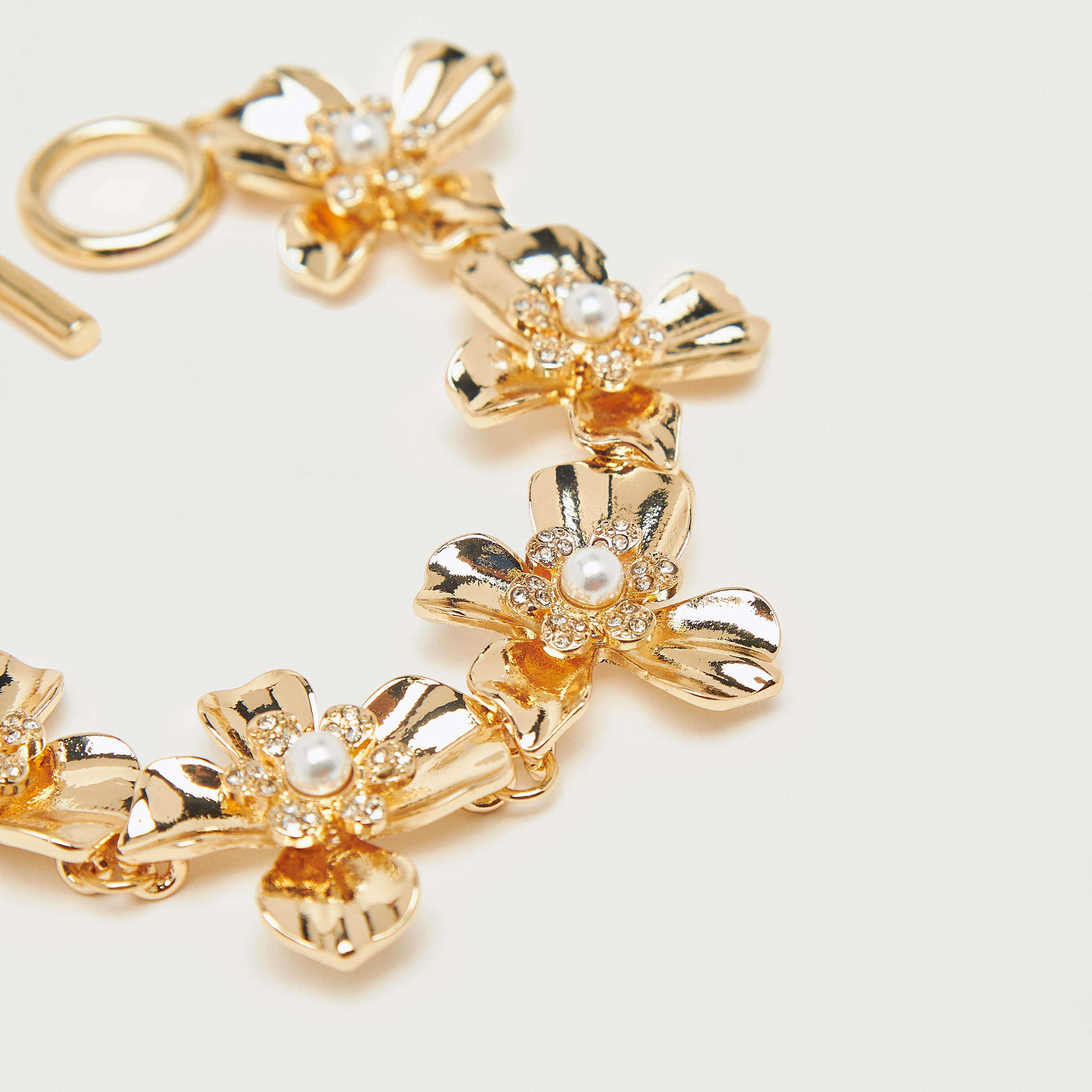 Embellished Floral Bracelet with Toggle Clasp Closure-women-watchesandjewellery-jewellery-banglesandbracelets-image-3