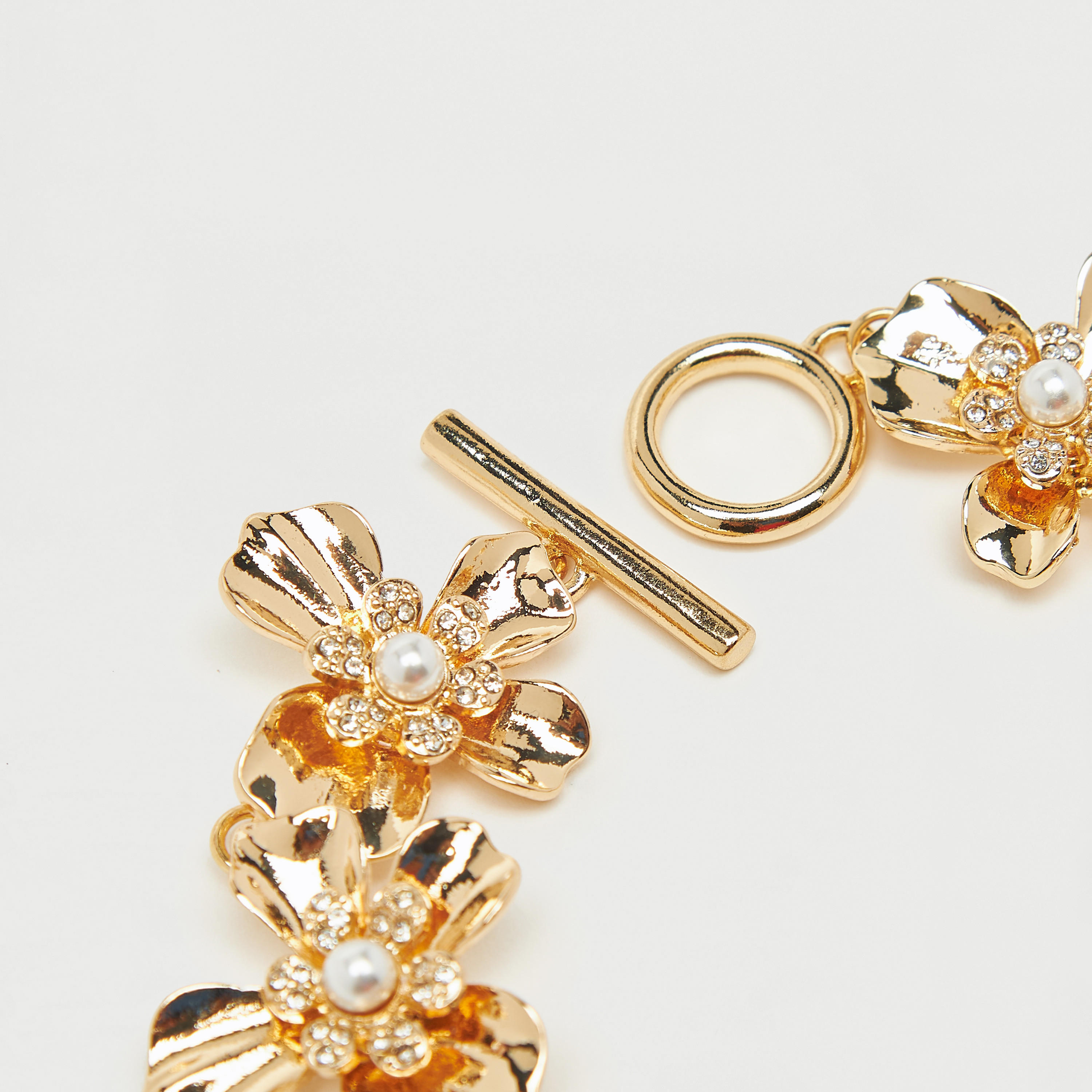Embellished Floral Bracelet with Toggle Clasp Closure-women-watchesandjewellery-jewellery-banglesandbracelets-image-4