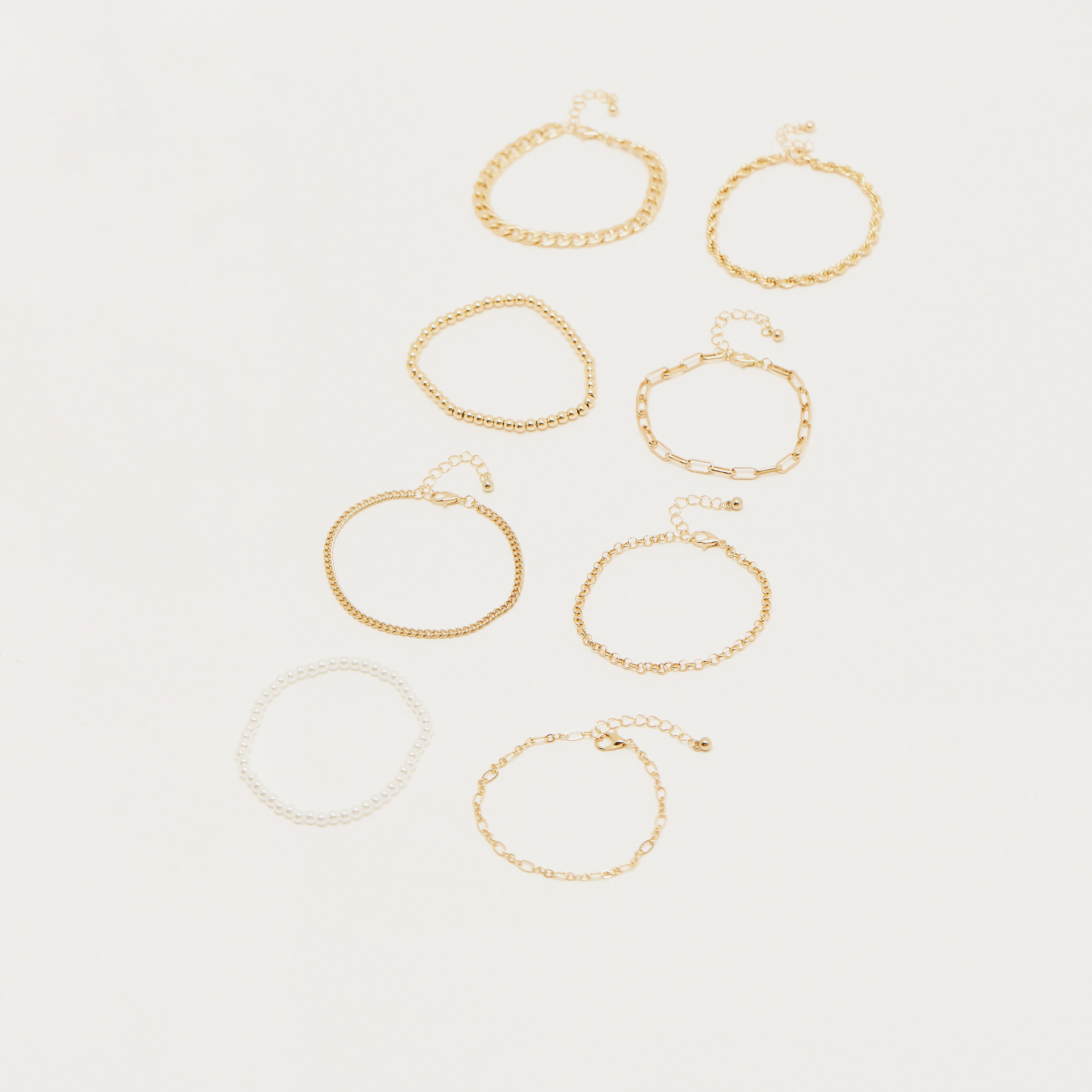 سوار سلسلة بمشبك إغلاق - طقم من 8 قطع-women-watchesandjewellery-jewellery-banglesandbracelets-image-1