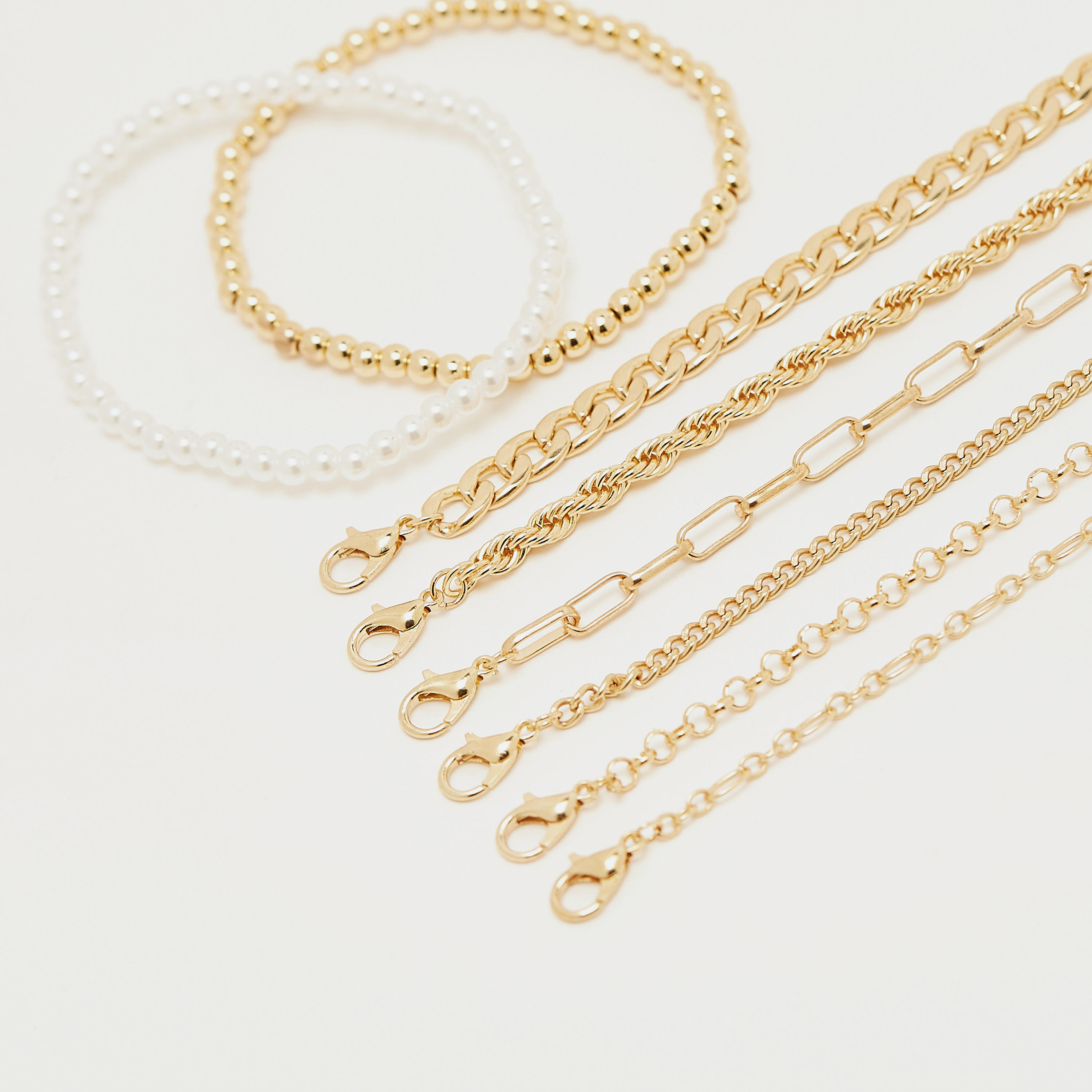 سوار سلسلة بمشبك إغلاق - طقم من 8 قطع-women-watchesandjewellery-jewellery-banglesandbracelets-image-4