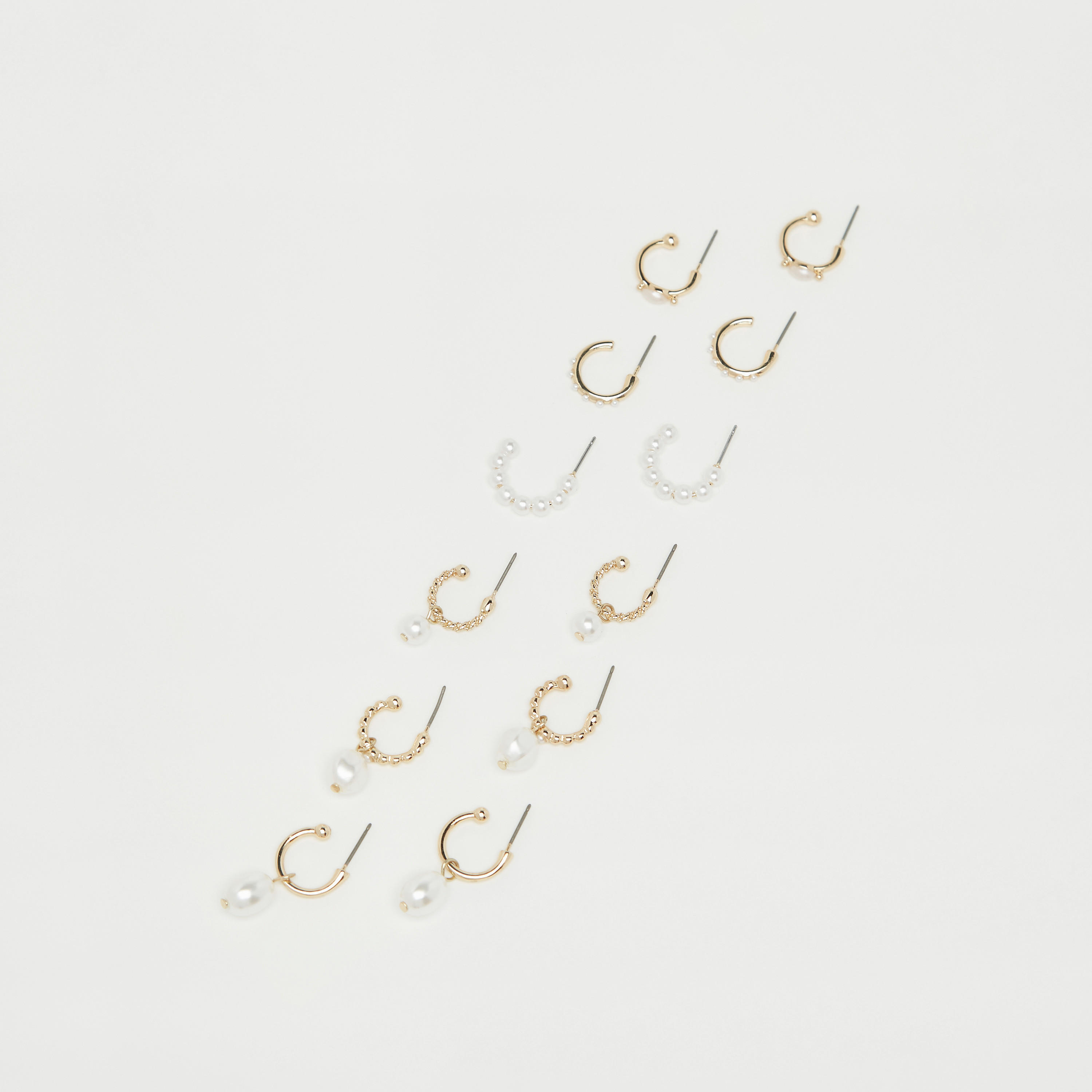حلقان مزينة باللؤلؤ - طقم 6 قطع-women-watchesandjewellery-jewellery-earrings-image-1