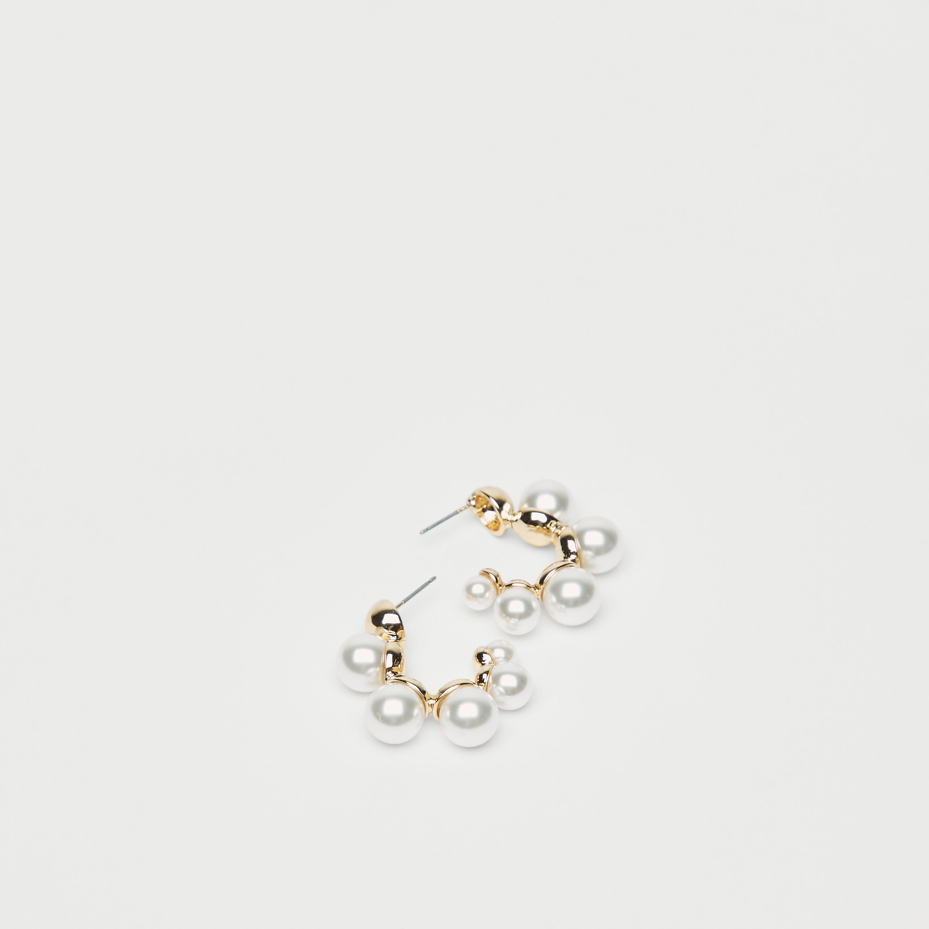 Pearl Embellished Hoop Earrings with Pushback Closure-women-watchesandjewellery-jewellery-earrings-image-4