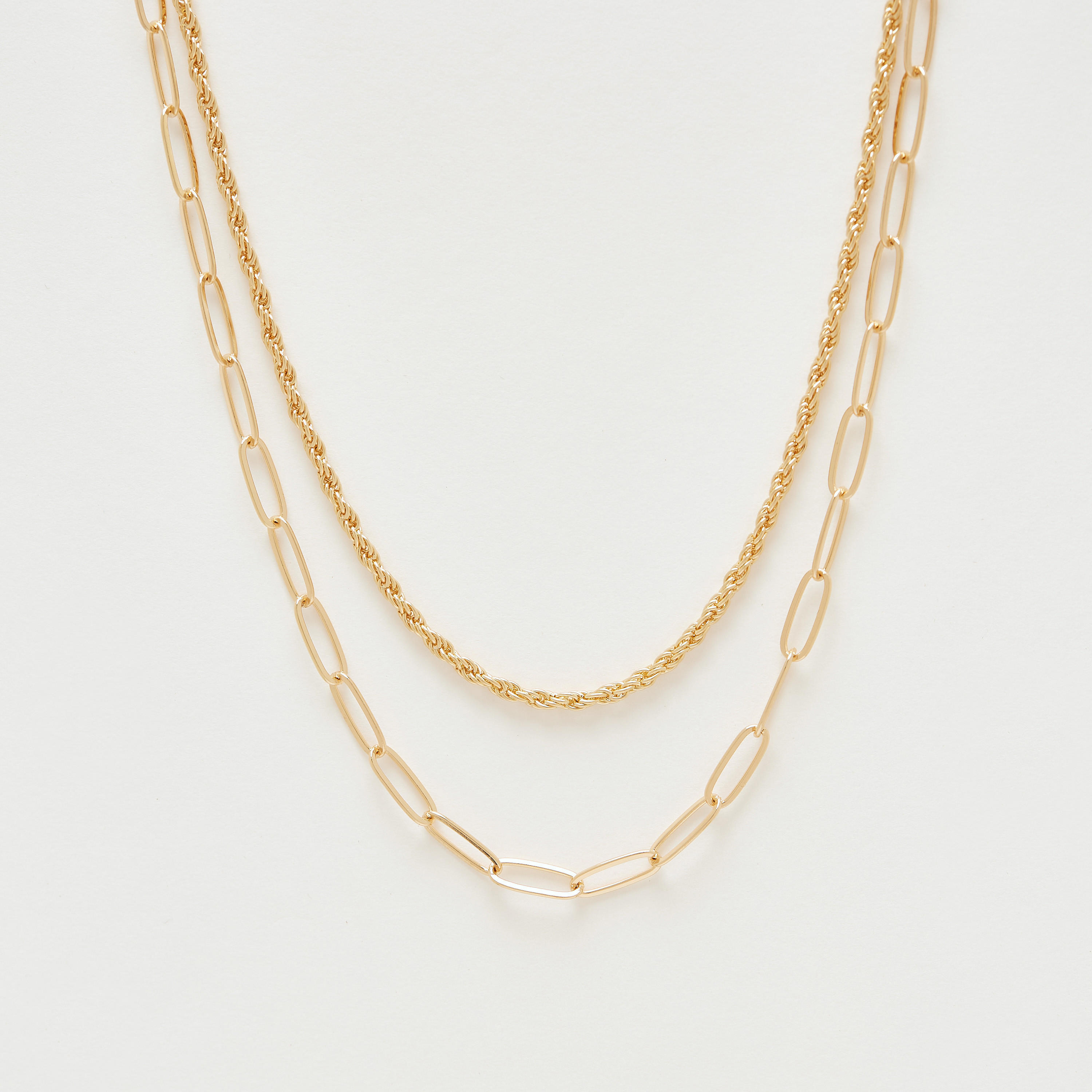 قلادة سلسلة بمشبك إغلاق - طقم من 2 قطع-women-watchesandjewellery-jewellery-necklacesandpendants-image-1