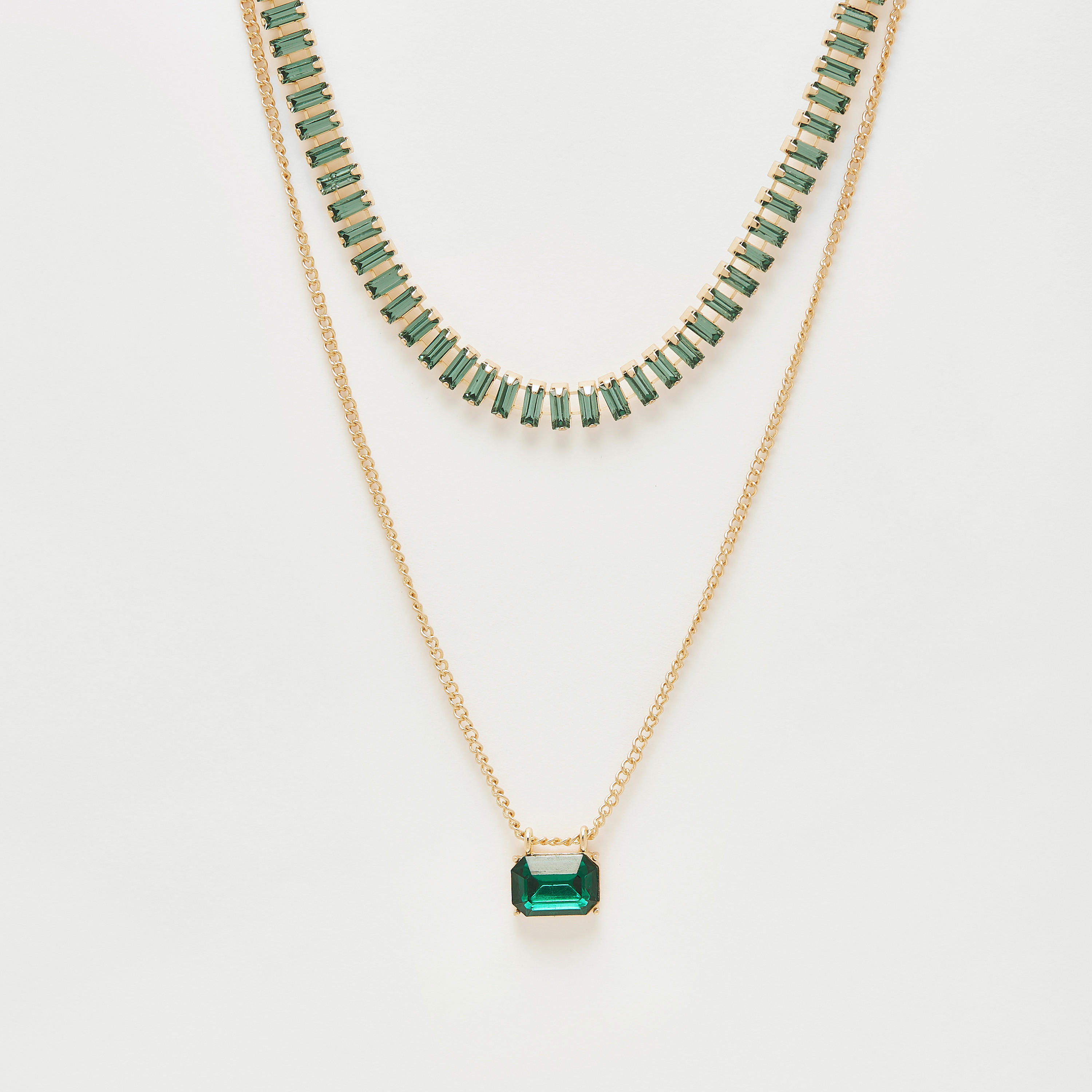 Stone Embellished Double Layer Necklace with Lobster Clasp Closure-women-watchesandjewellery-jewellery-necklacesandpendants-image-1