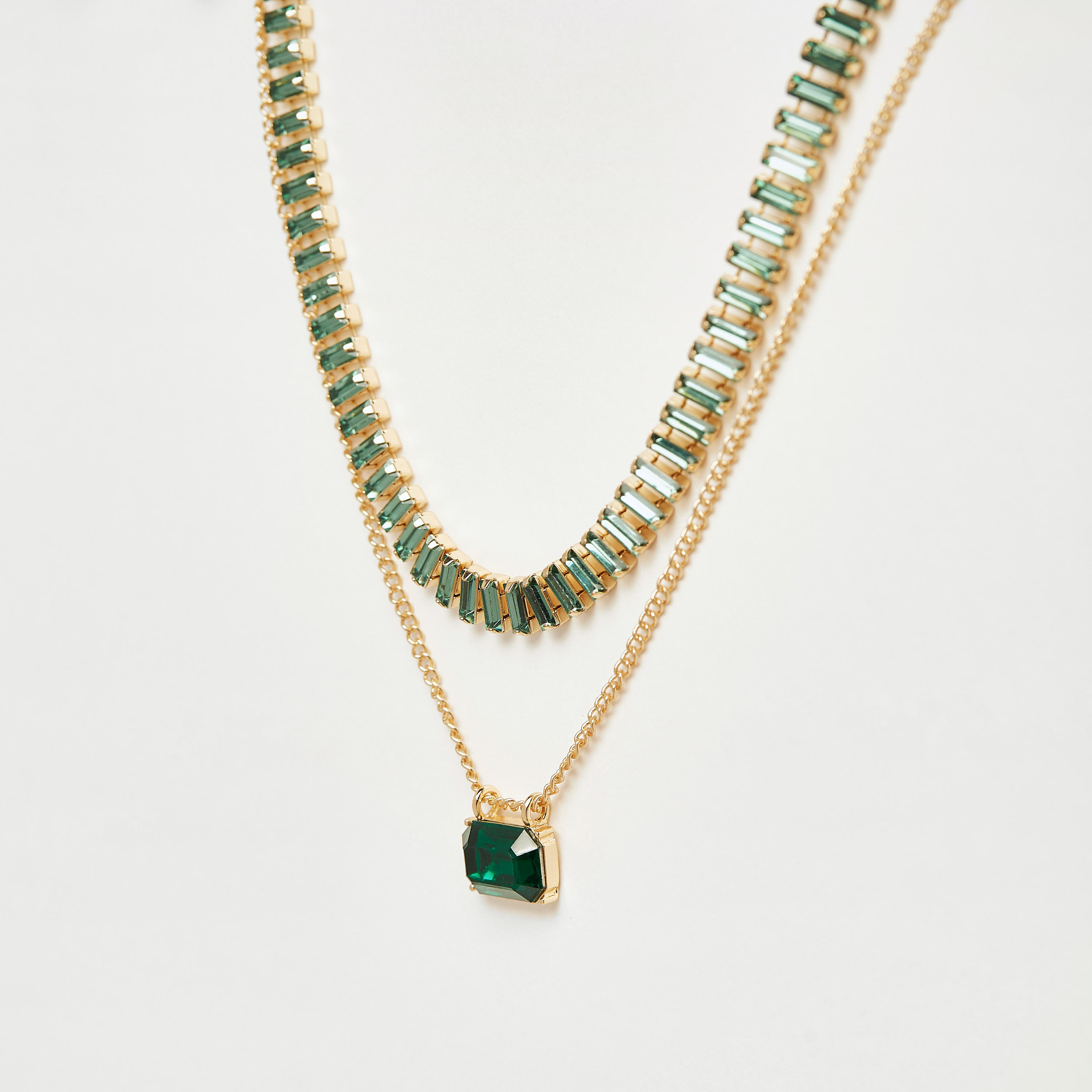 Stone Embellished Double Layer Necklace with Lobster Clasp Closure-women-watchesandjewellery-jewellery-necklacesandpendants-image-3