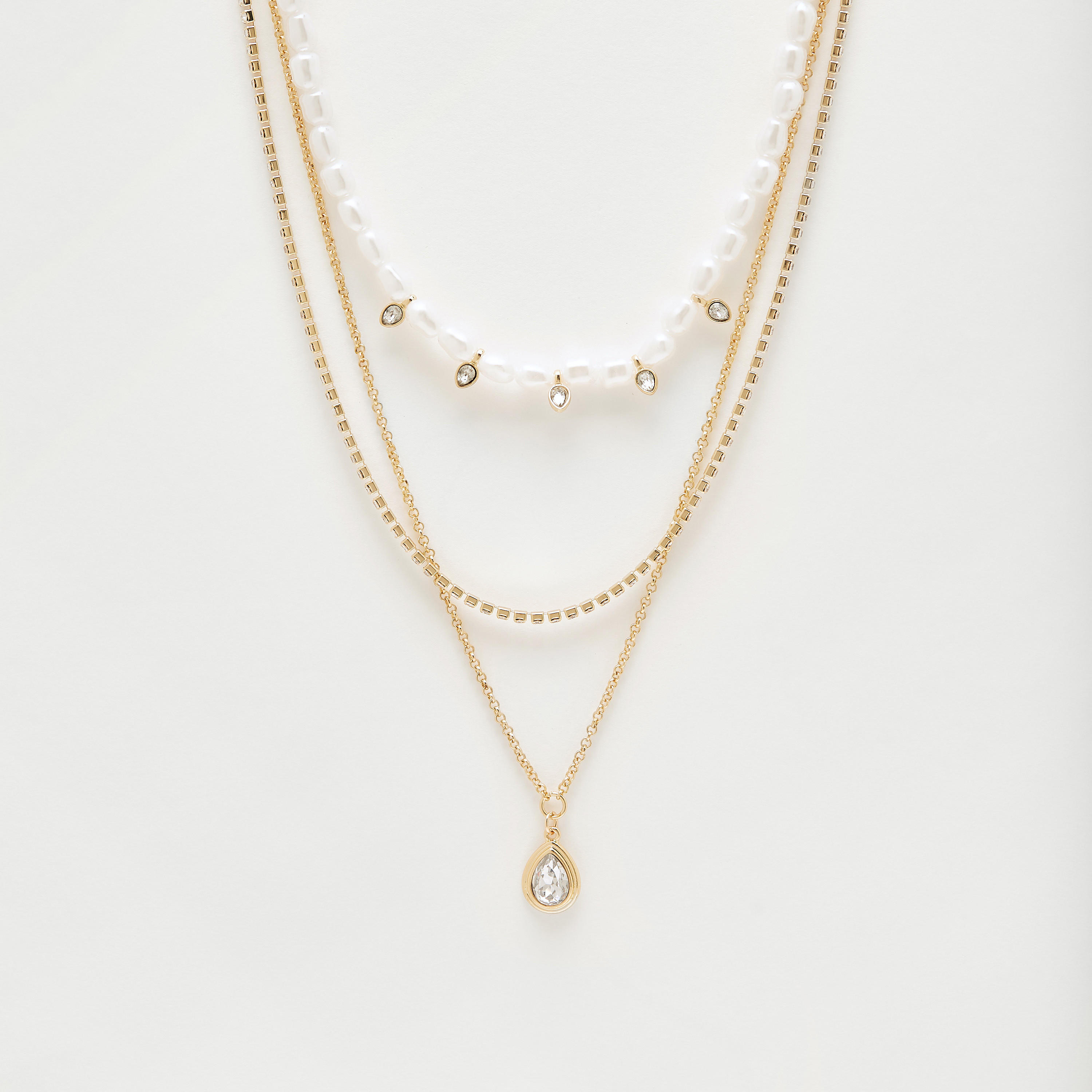 Layered Embellised Necklace with Lobster Clasp Closure-women-watchesandjewellery-jewellery-necklacesandpendants-image-1