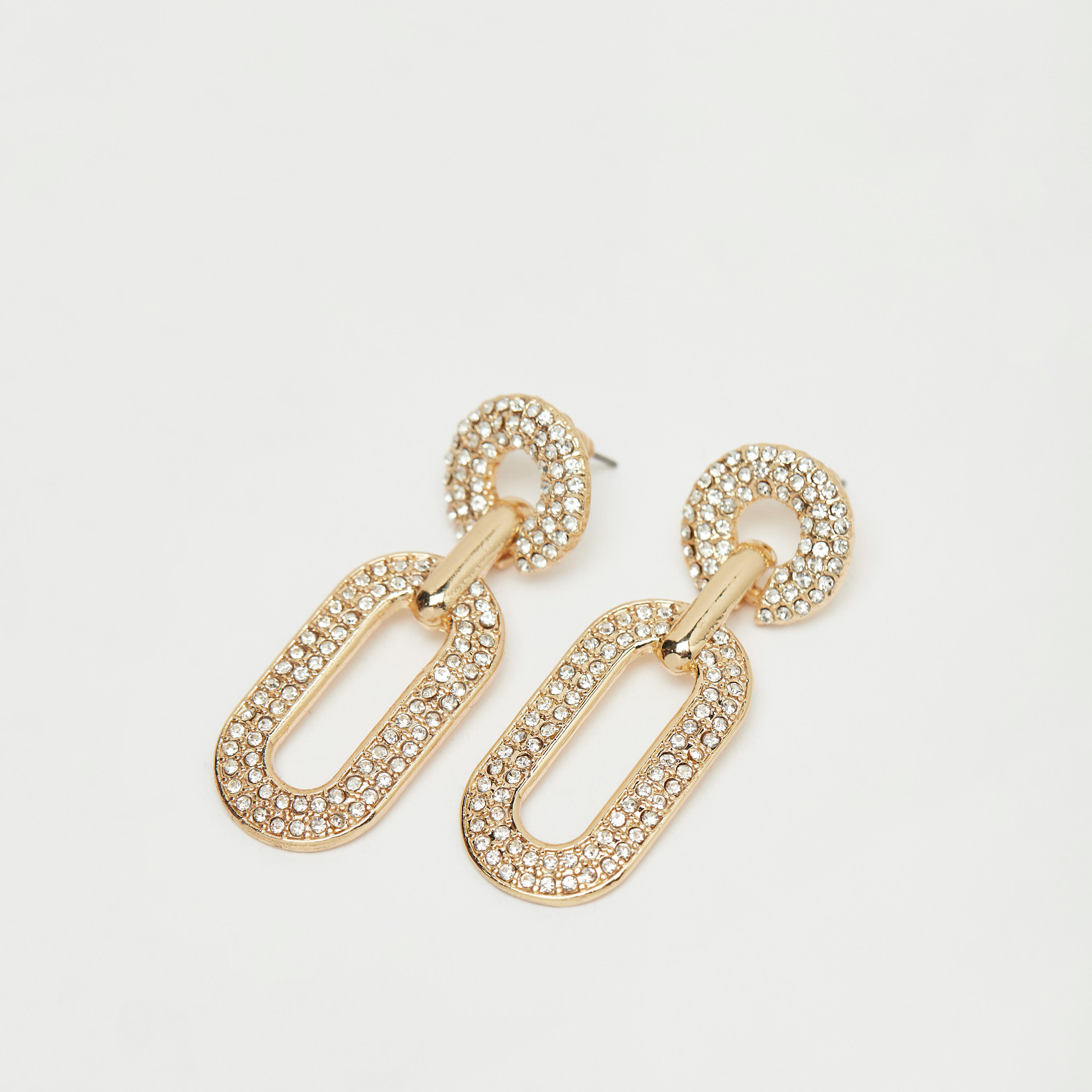أقراط متدليّة مرصعة بالحجر بمكبس إغلاق خلفي-women-watchesandjewellery-jewellery-earrings-image-2