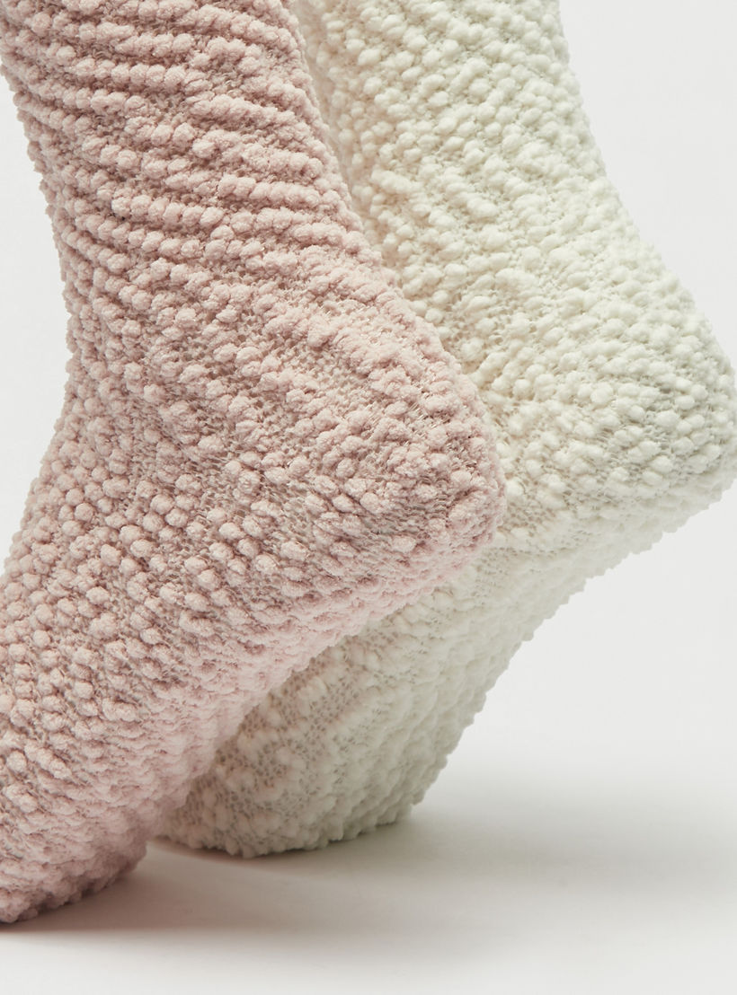 جوارب بارزة الملمس بطول ربلة الساق - طقم 2 أزواج-women-socksandstockings-image-1