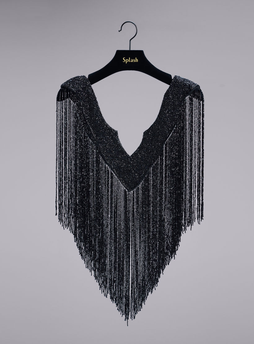 كاب أكتاف مزيّن بالخرز بشراشيب وياقة v-women-clothing-shirtsandblouses-blouses-image-7