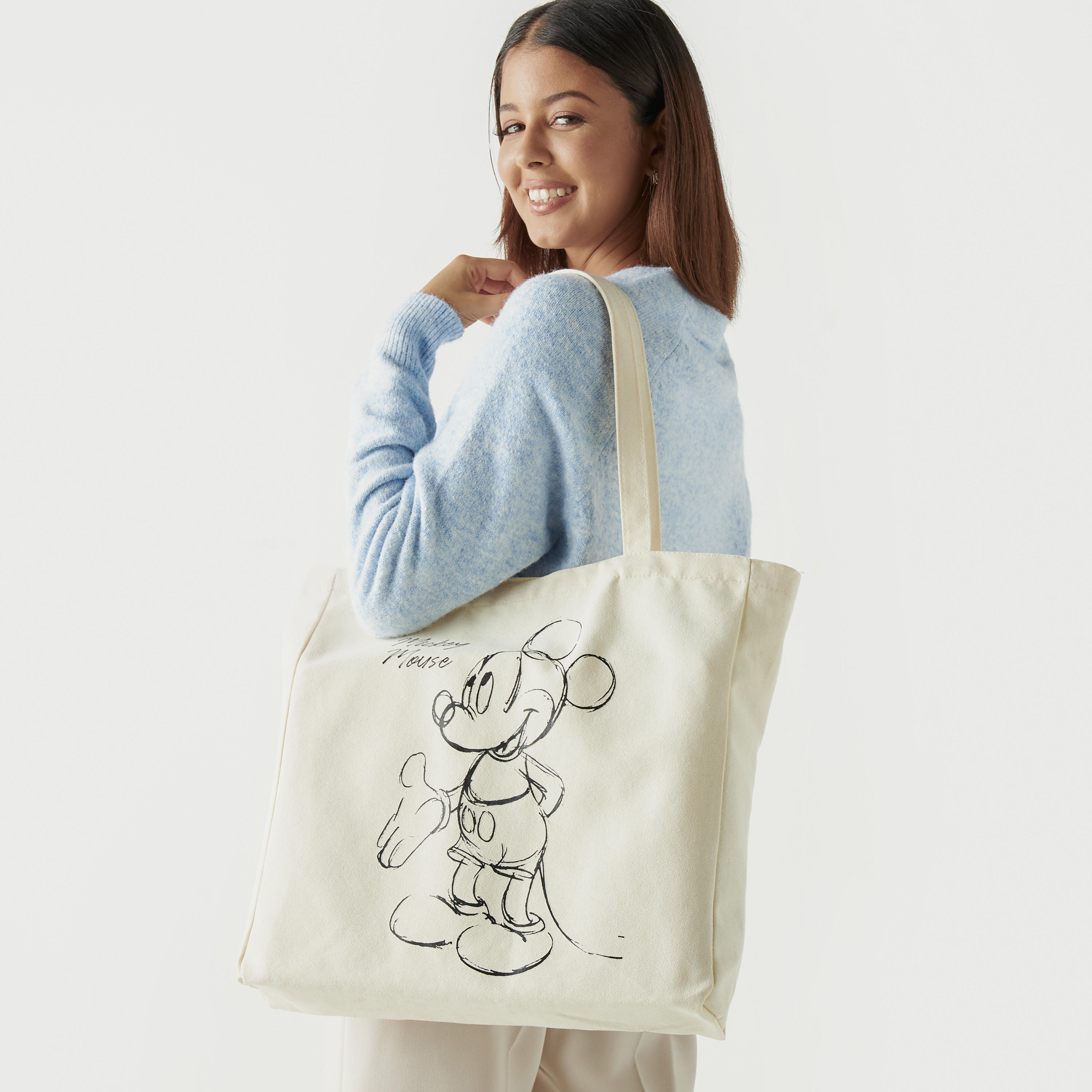 شنطة تسوق بمقبض مزدوج وطبعات ميكي ماوس-women-bagsandwallets-handbags-image-4
