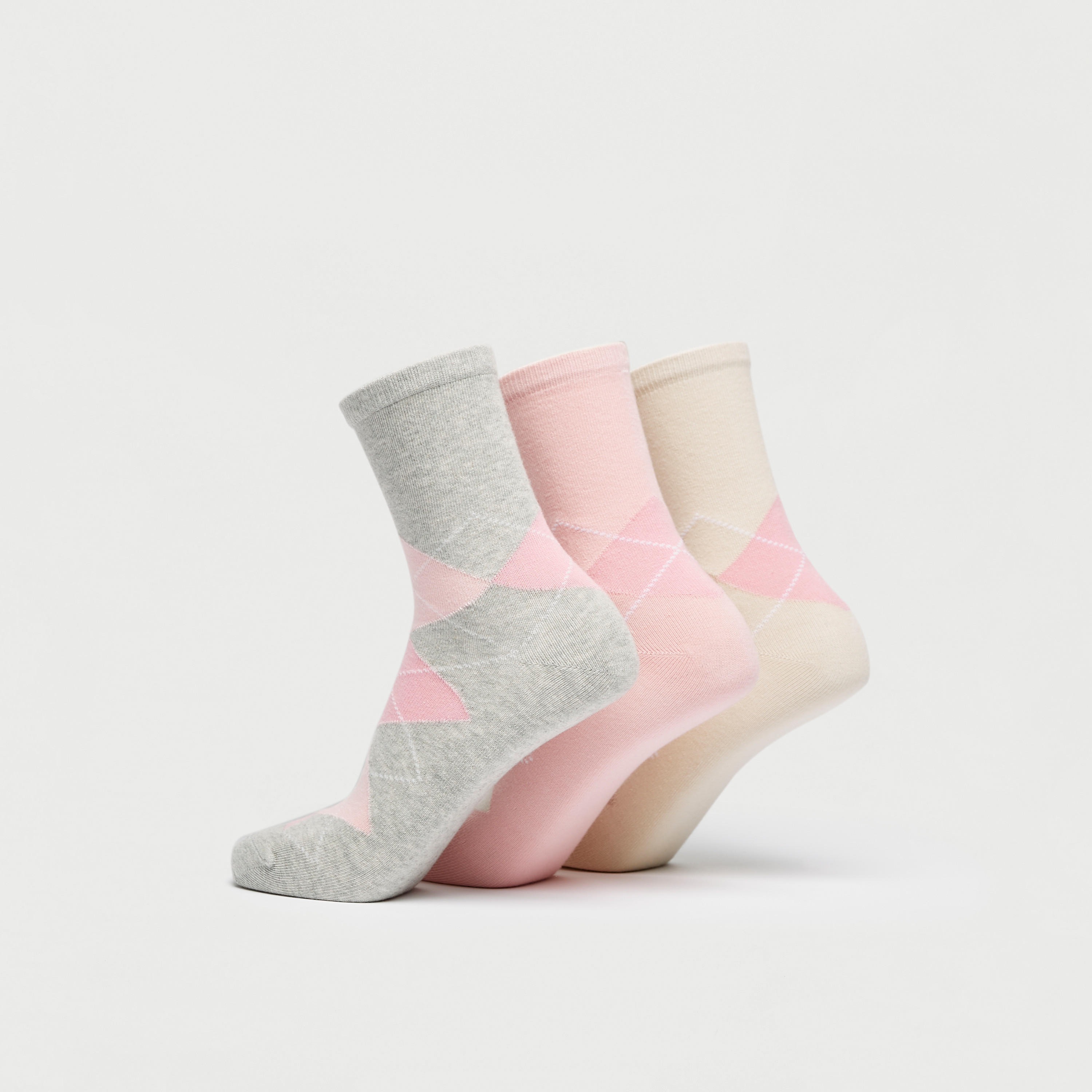 جوارب بطول ربلة الساق بطبعات هندسية - طقم 3 أزواج-women-socksandstockings-image-2