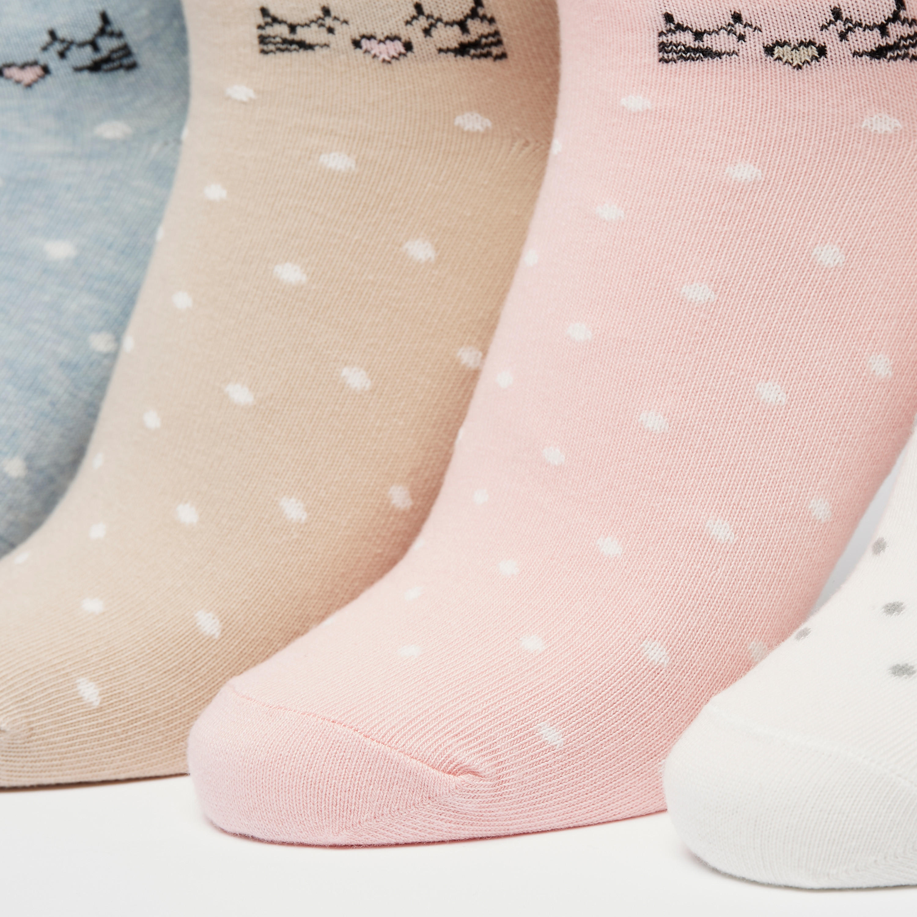 جوارب طول الكاحل بطبعات منقّطة - طقم من 5 أزواج-women-socksandstockings-image-3