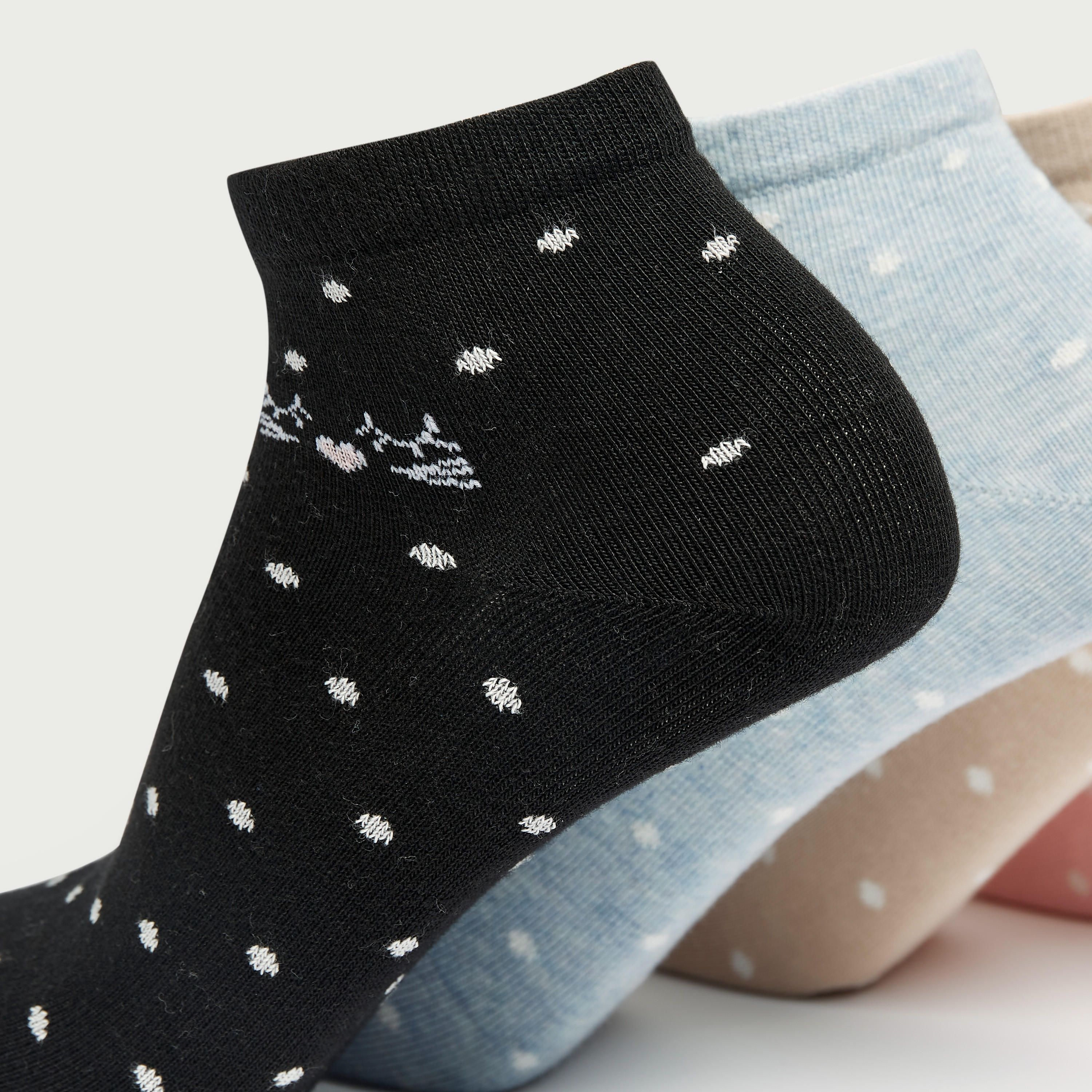 جوارب طول الكاحل بطبعات منقّطة - طقم من 5 أزواج-women-socksandstockings-image-4