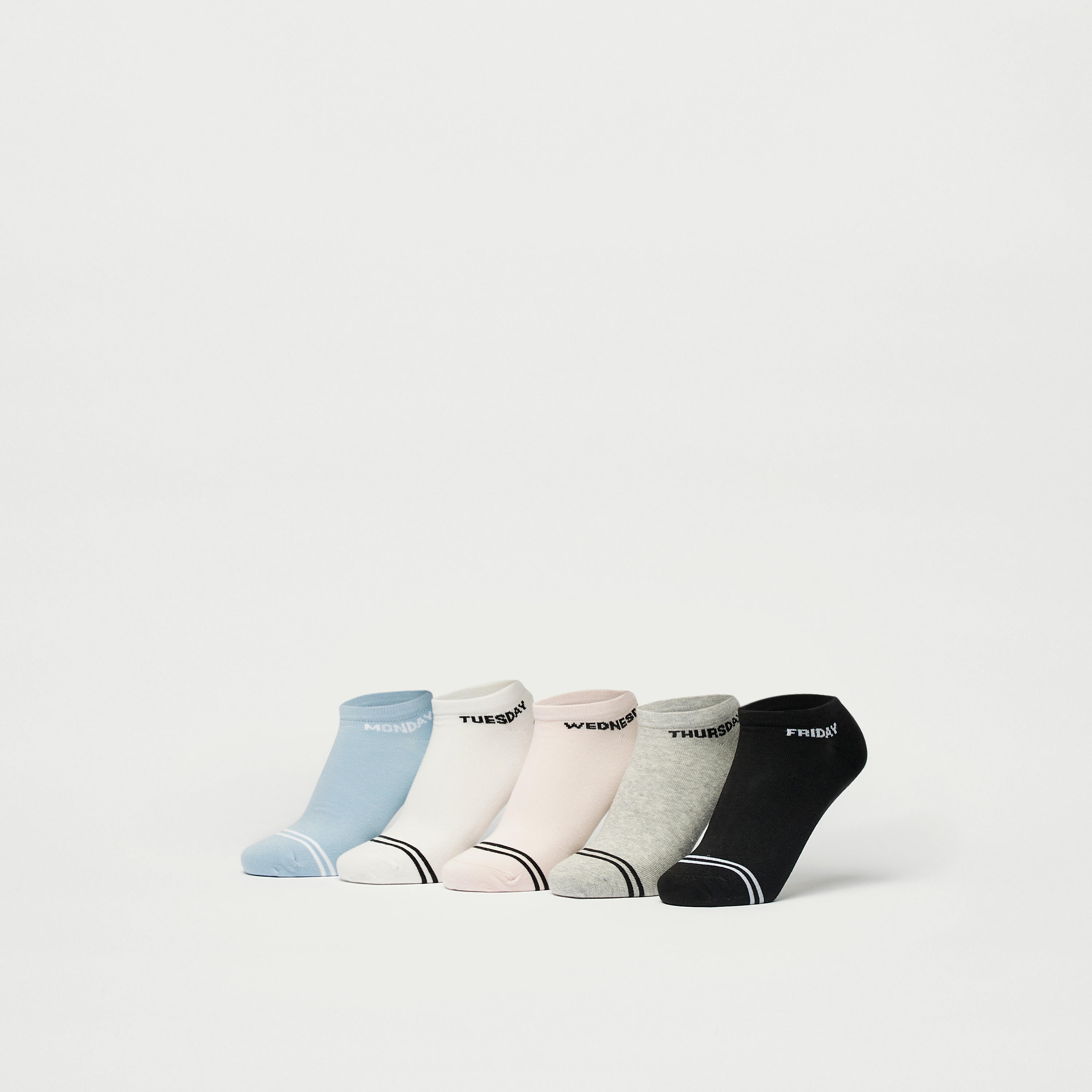 جوارب طول الكاحل بطبعات وينزداي - طقم من 5 أزواج-women-socksandstockings-image-1
