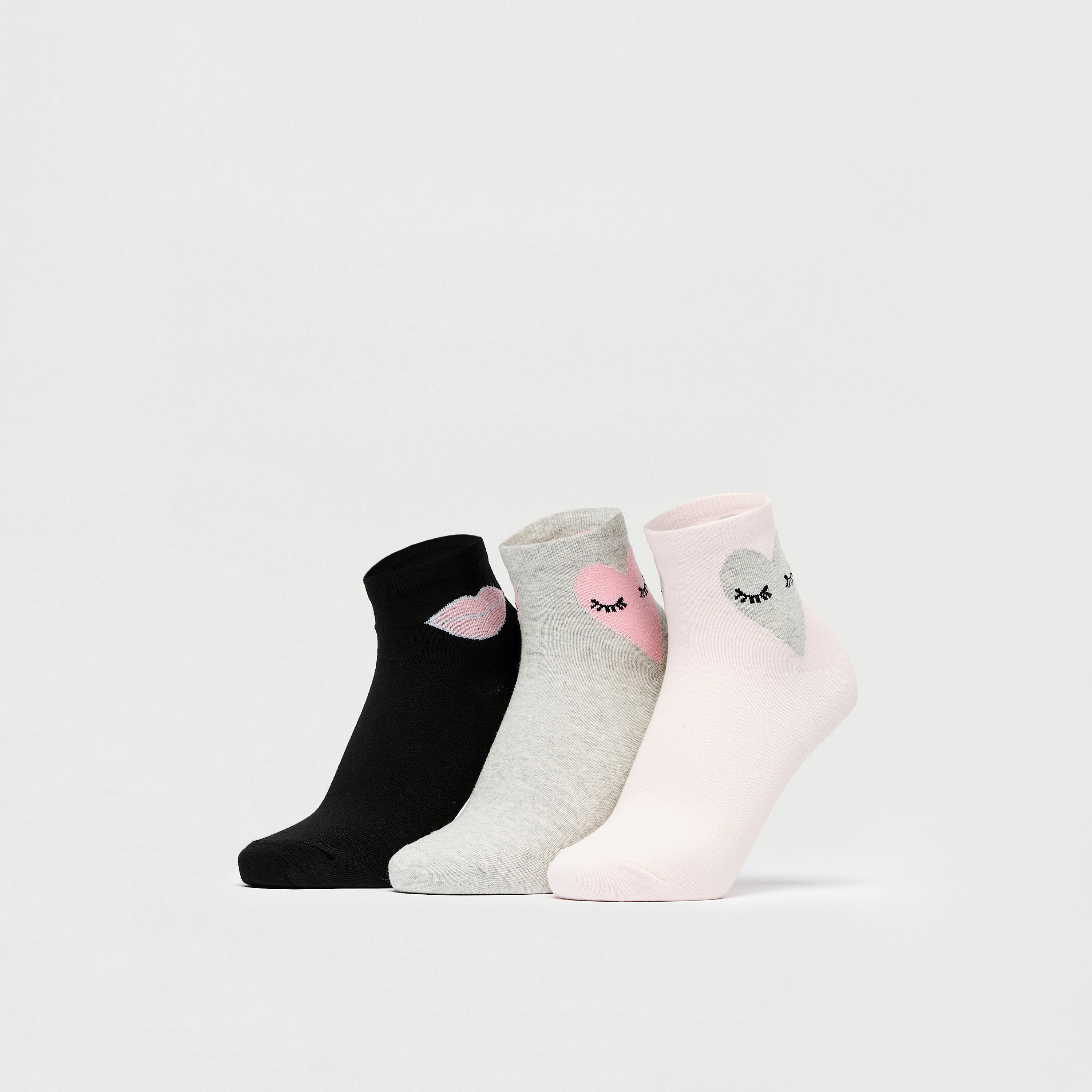 جوارب طول الكاحل بطبعات - طقم من 3 أزواج-women-socksandstockings-image-1
