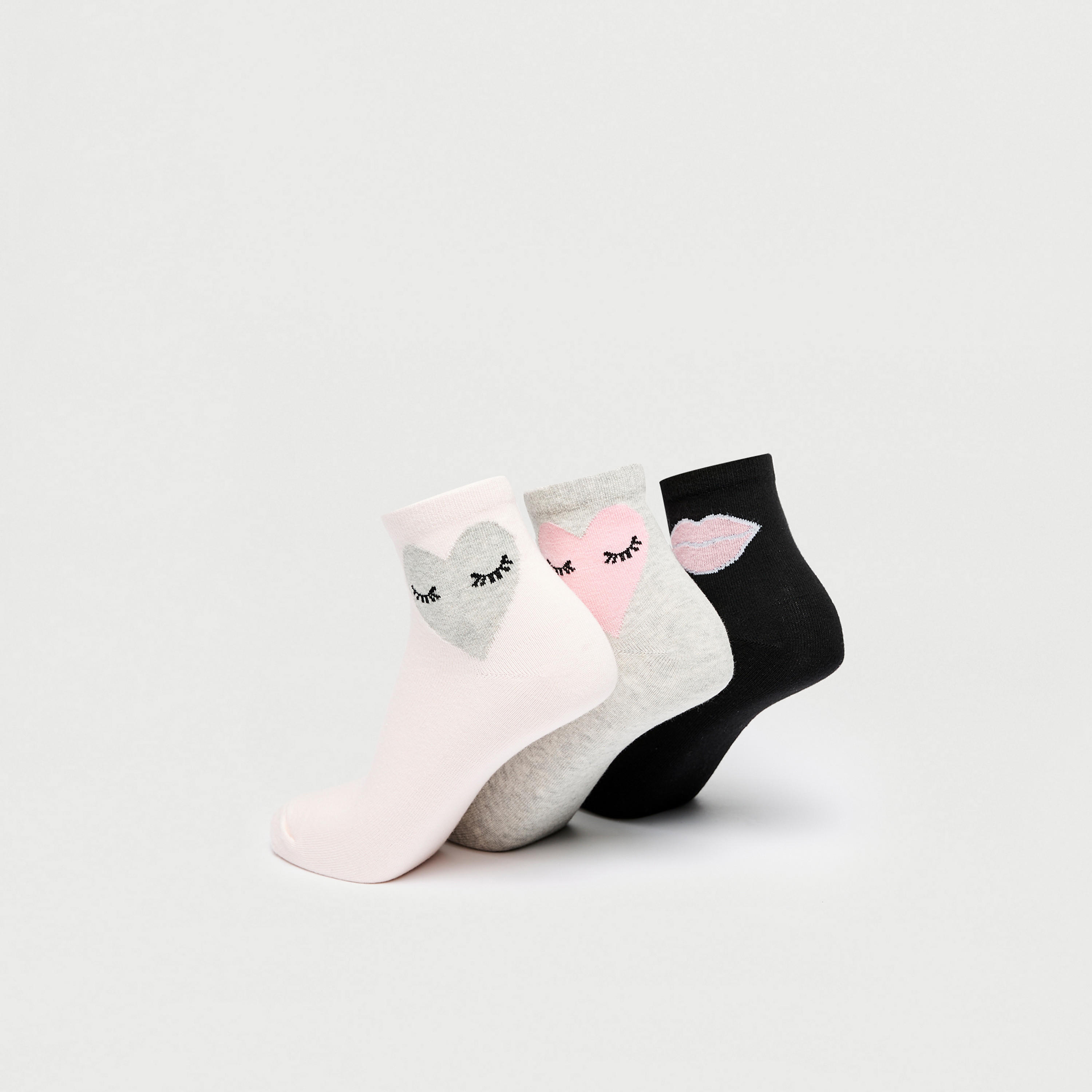 جوارب طول الكاحل بطبعات - طقم من 3 أزواج-women-socksandstockings-image-2