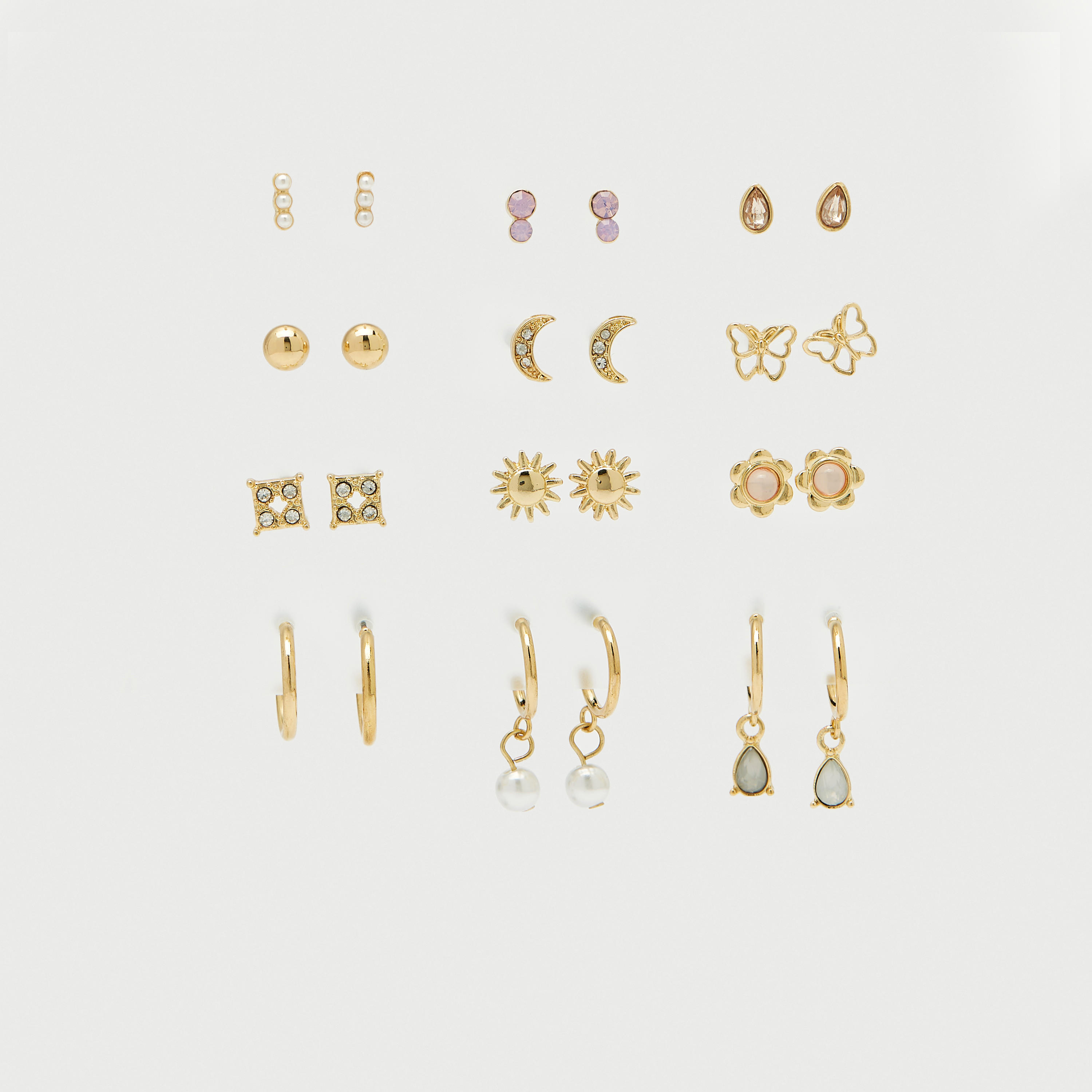 Set of 12 - Gloo Assorted Stud Earrings with Pushback Closure-women-watchesandjewellery-jewellery-earrings-image-1