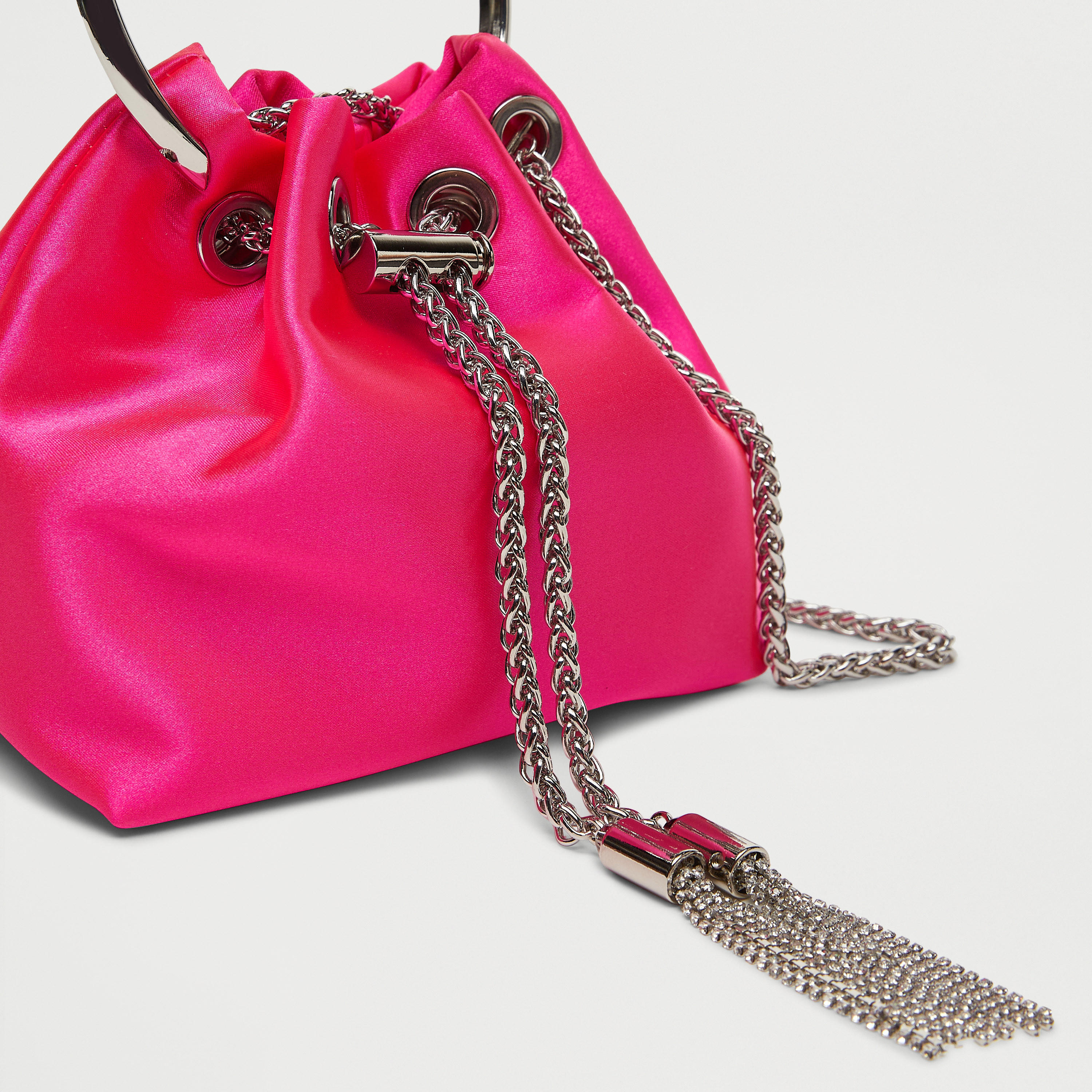 Solid Bucket Bag with Drawstring Chain Link Strap and Ring Handle-women-bagsandwallets-handbags-image-3
