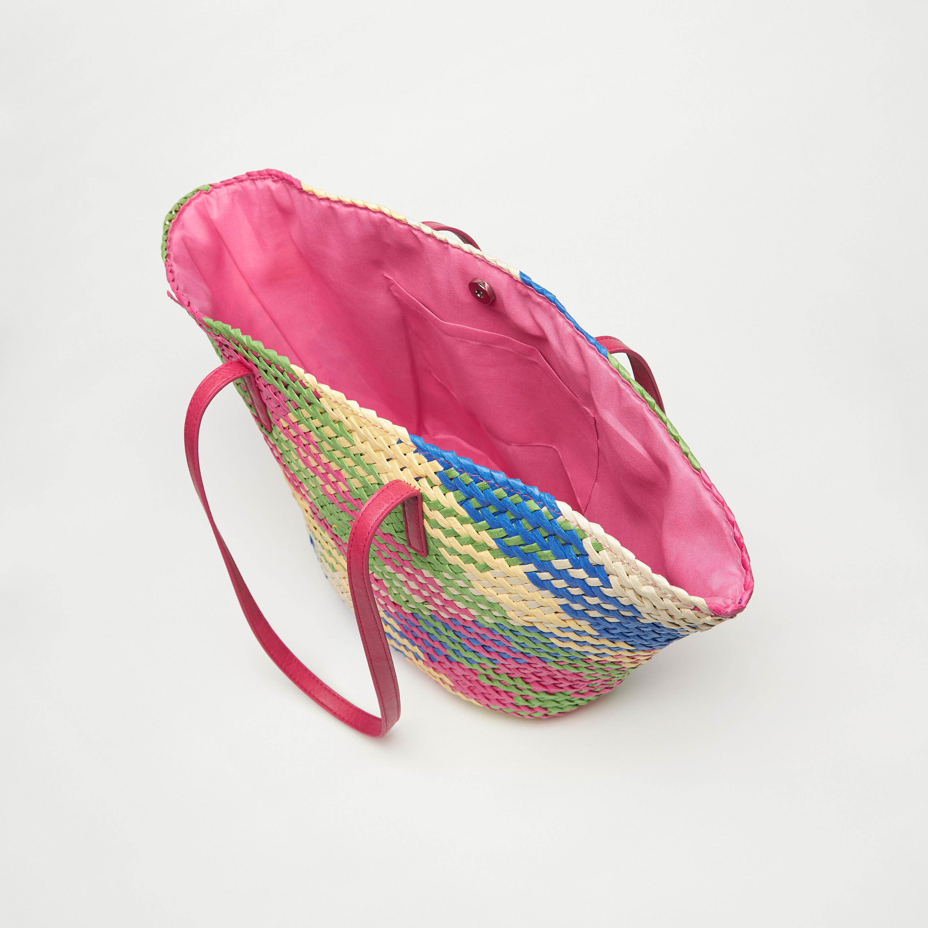 شنطة توتي بارزة الملمس بمقبض مزدوج وزر إغلاق-women-bagsandwallets-handbags-image-1