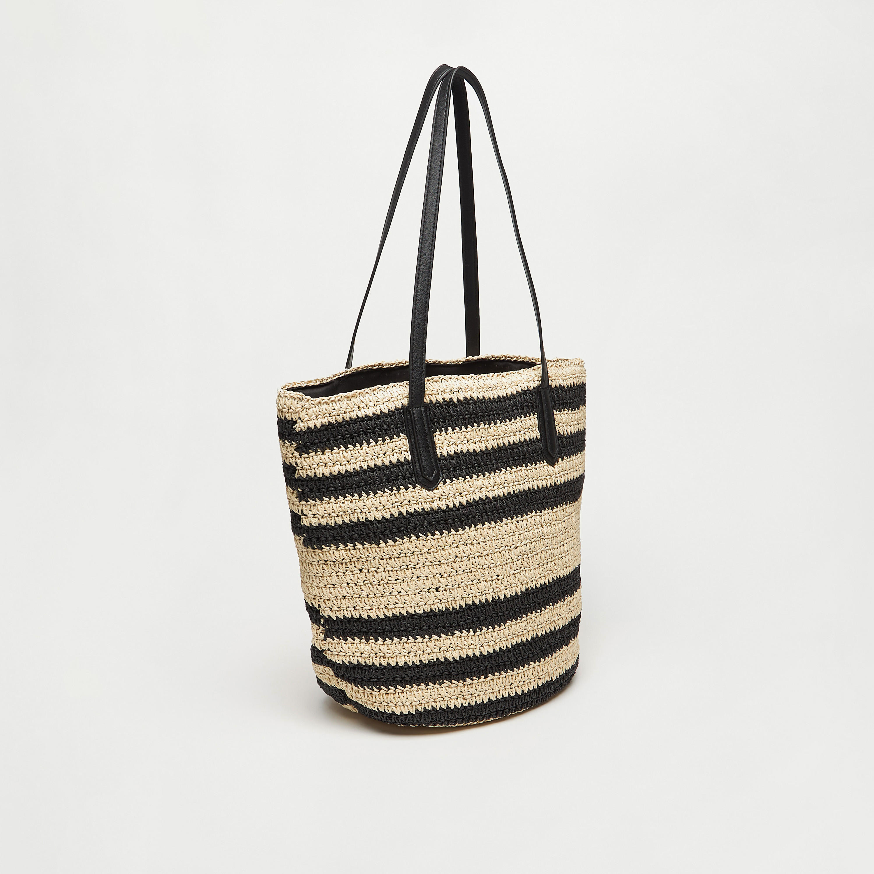 Textured Shopper Bag with Double Handle-women-bagsandwallets-handbags-image-1