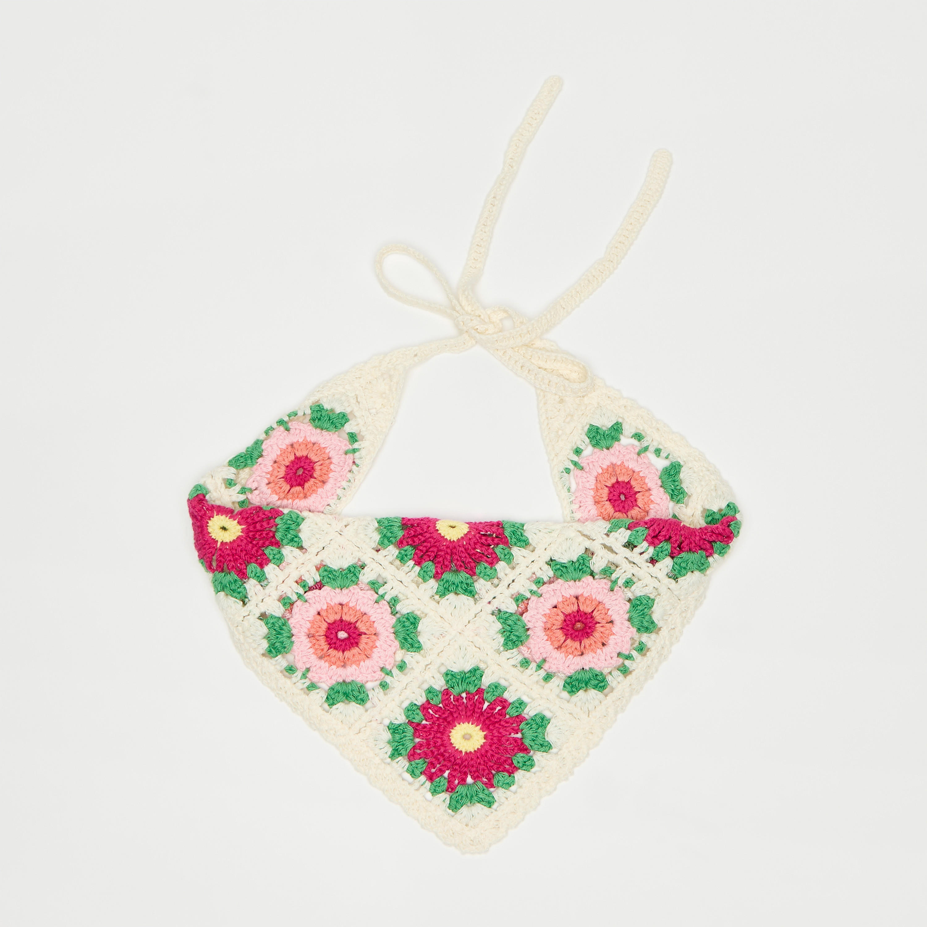 Embroidered and Crochet Bandana with Tie-Up Detail-women-hairaccessories-image-1