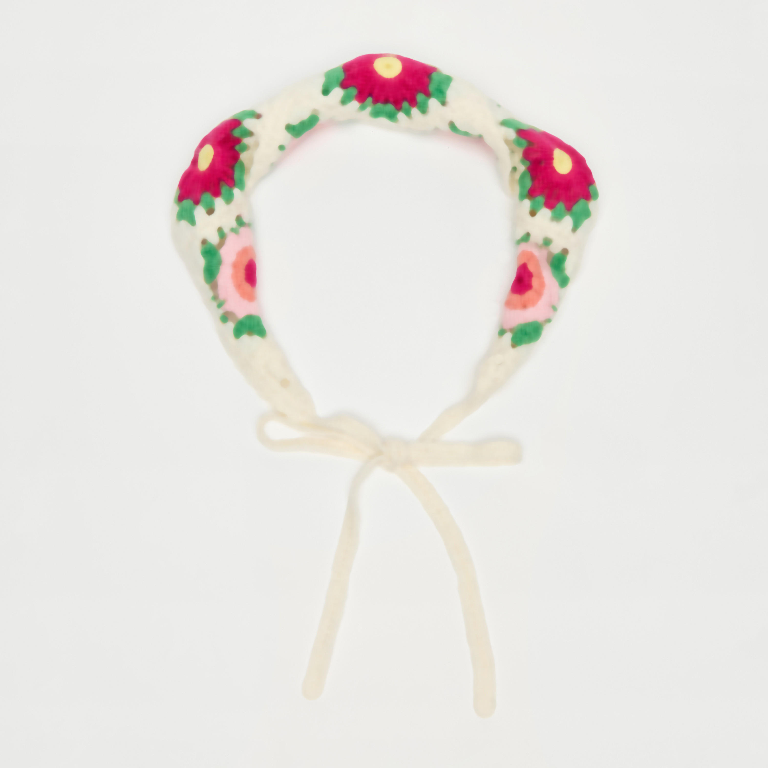 Embroidered and Crochet Bandana with Tie-Up Detail-women-hairaccessories-image-5