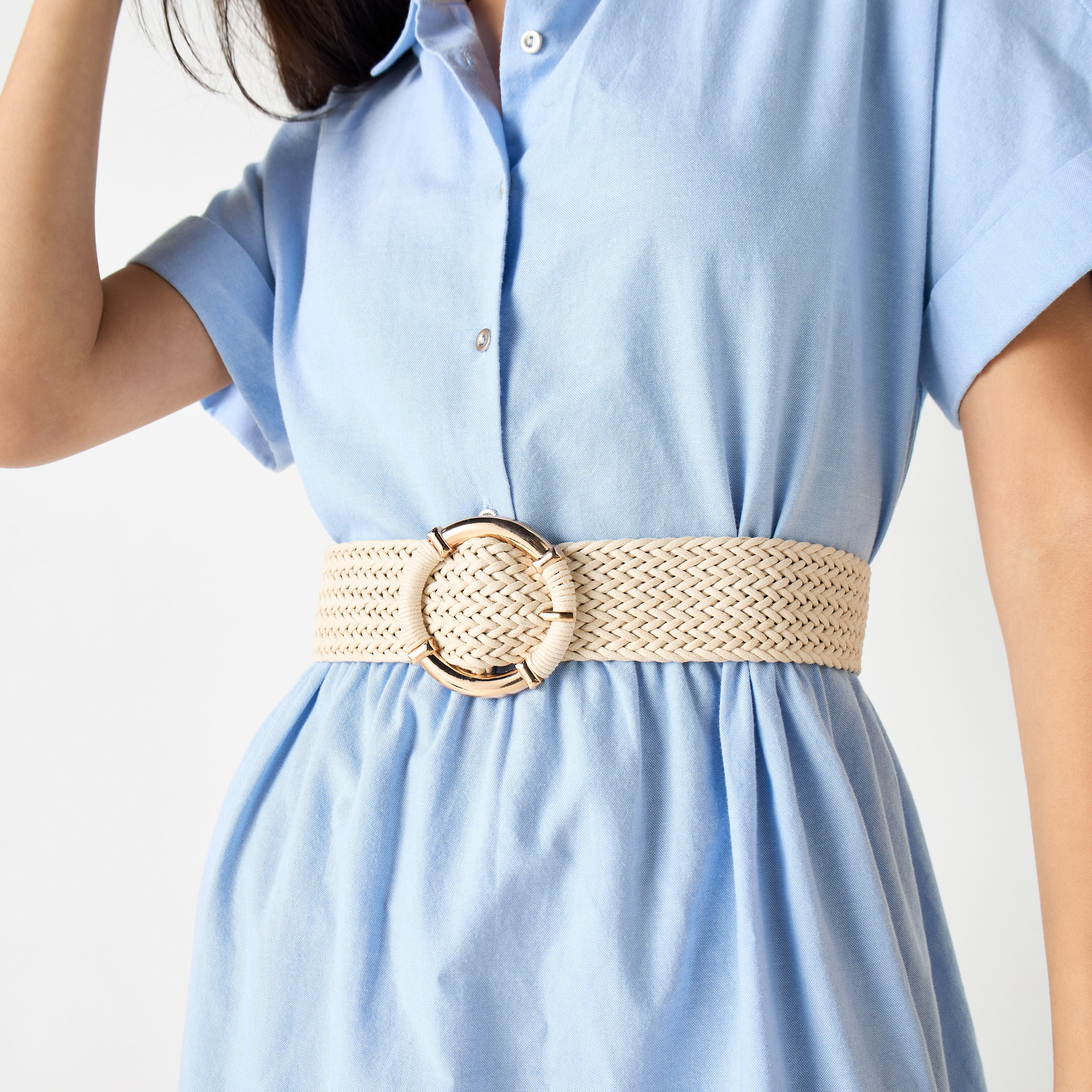 حزام بارز الملمس بإبزيم إغلاق بدبوس-women-clothingaccessories-belts-image-2