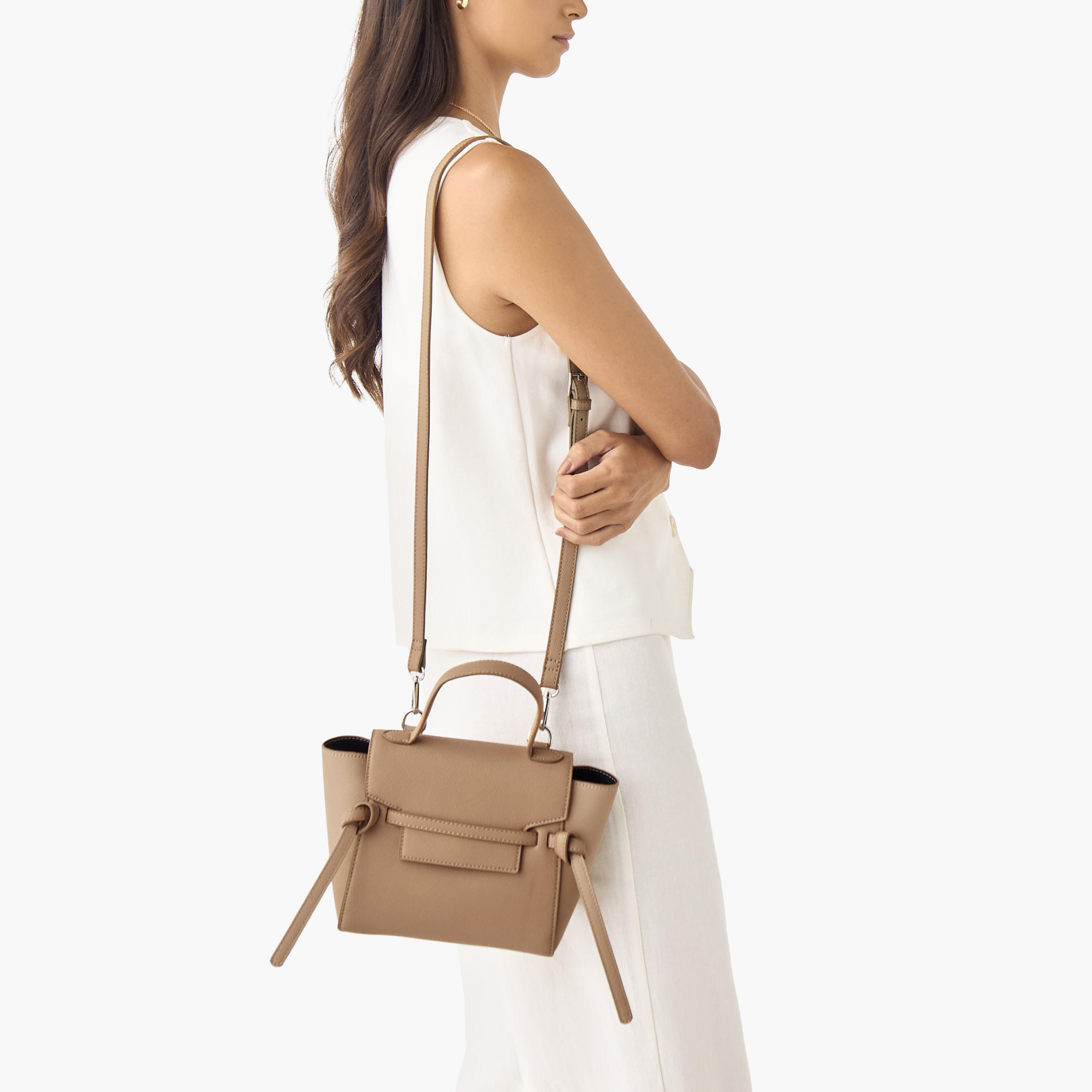 شنطة كتف سادة وحزام قابل للفصل مع طيّة إغلاق-women-bagsandwallets-handbags-image-2