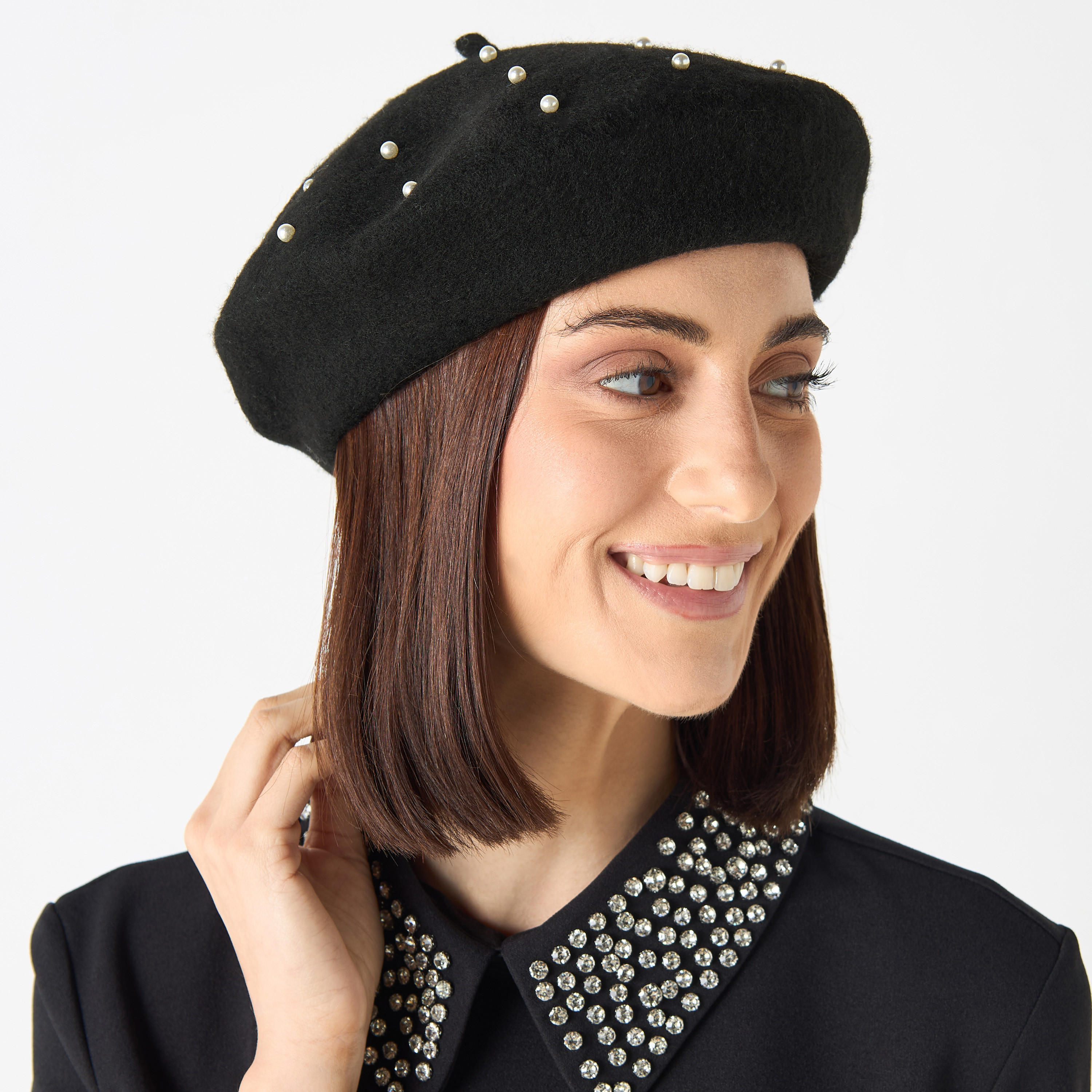 Pearl Embellished Beret Cap-women-clothingaccessories-capsandhats-image-2