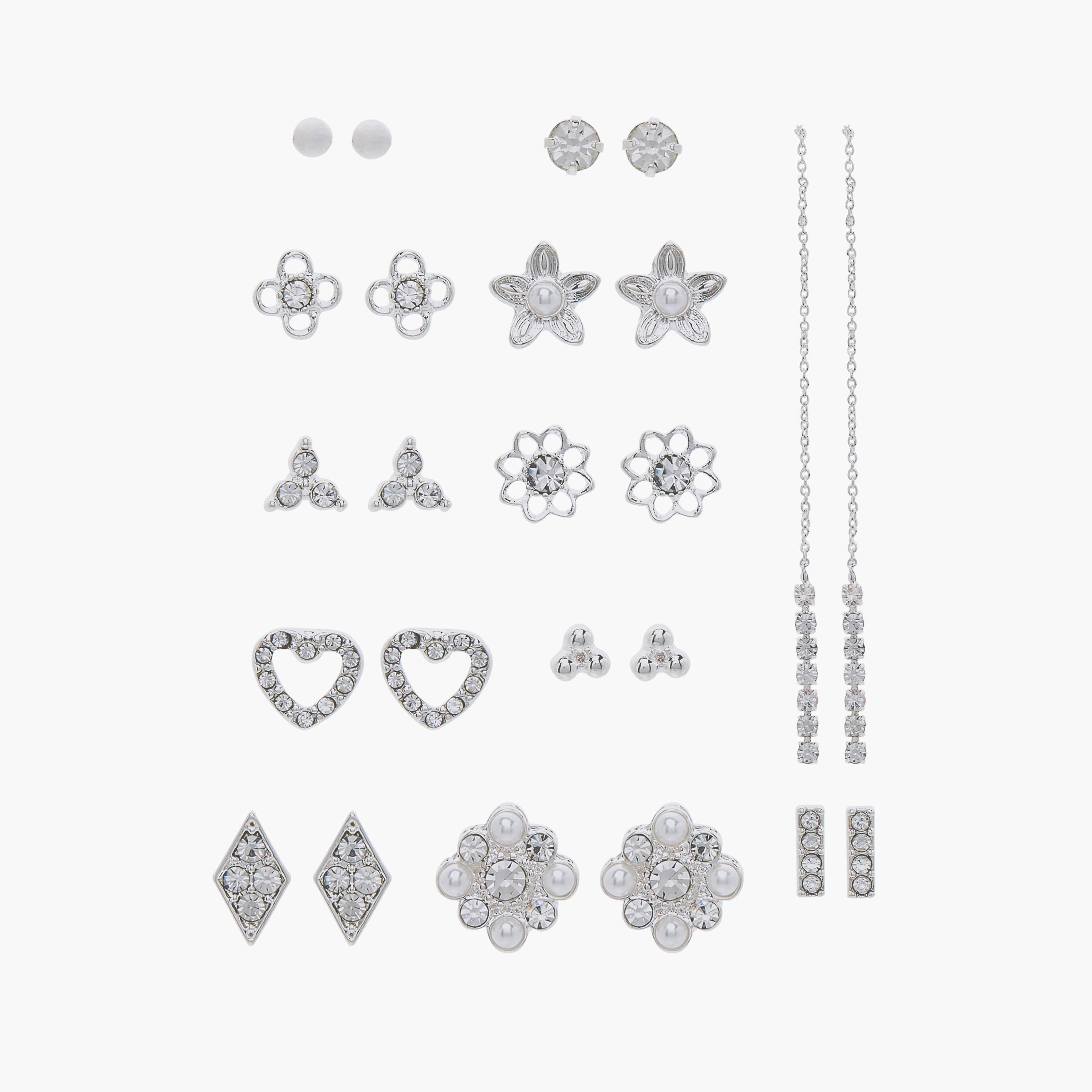 حلق ميتاليك متنوع بمكبس إغلاق خلفي من جلوو - مجموعة 12 زوج-women-watchesandjewellery-jewellery-earrings-image-1