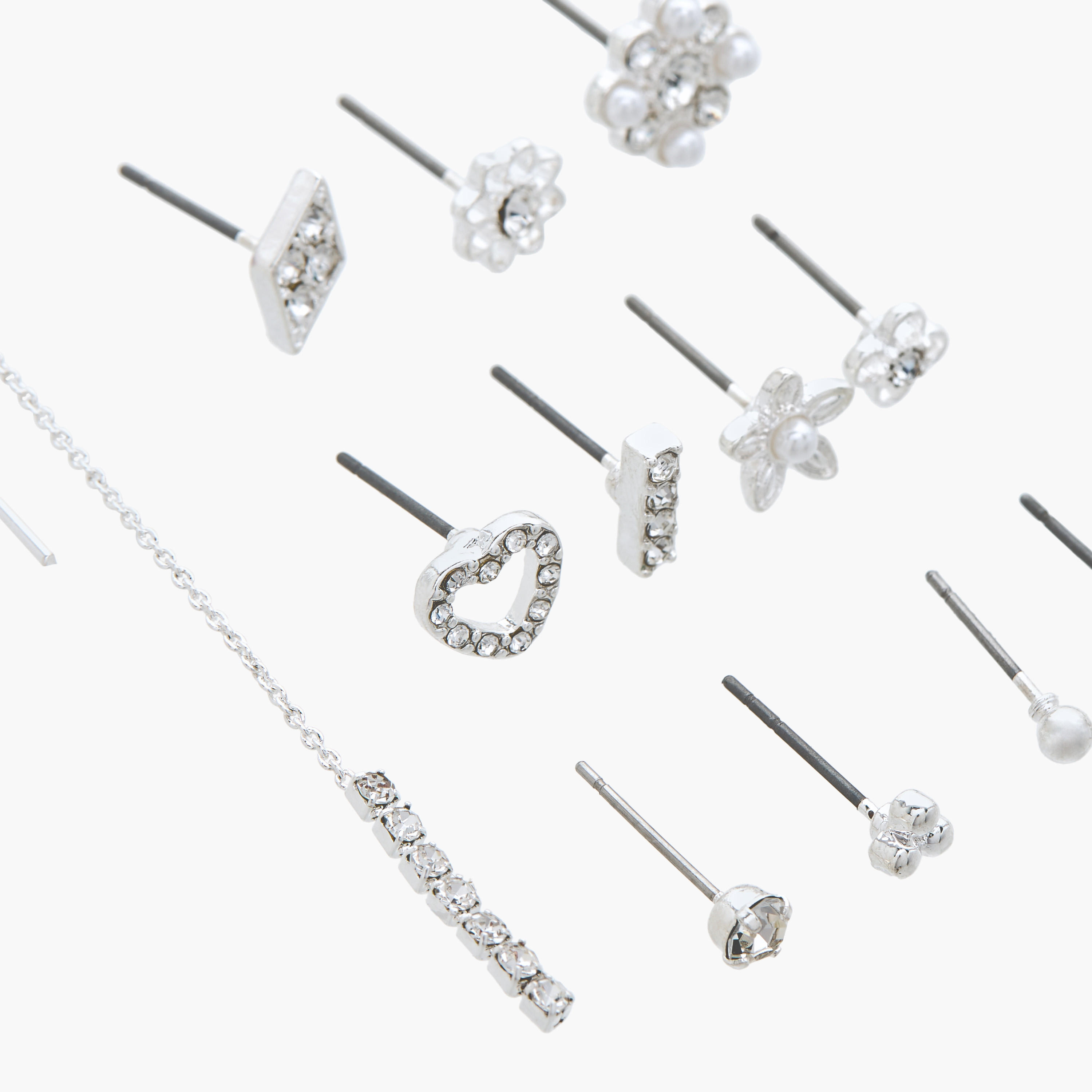 حلق ميتاليك متنوع بمكبس إغلاق خلفي من جلوو - مجموعة 12 زوج-women-watchesandjewellery-jewellery-earrings-image-3