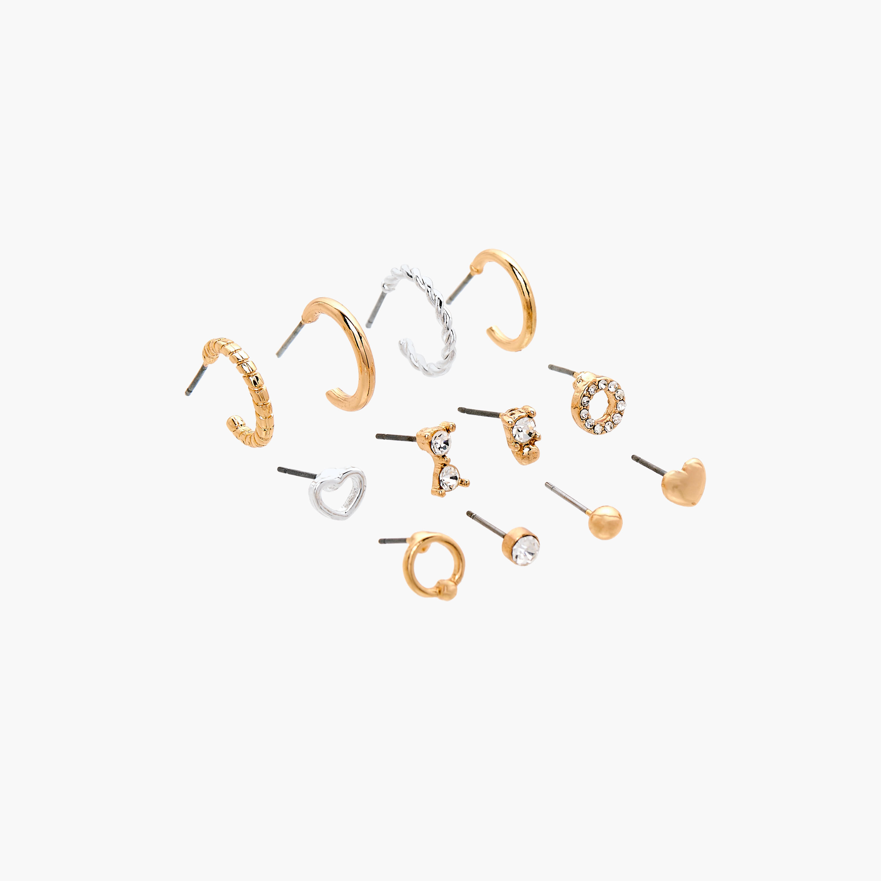 حلق ميتاليك بمكبس إغلاق خلفي من جلوو - طقم من 12-women-watchesandjewellery-jewellery-earrings-image-2
