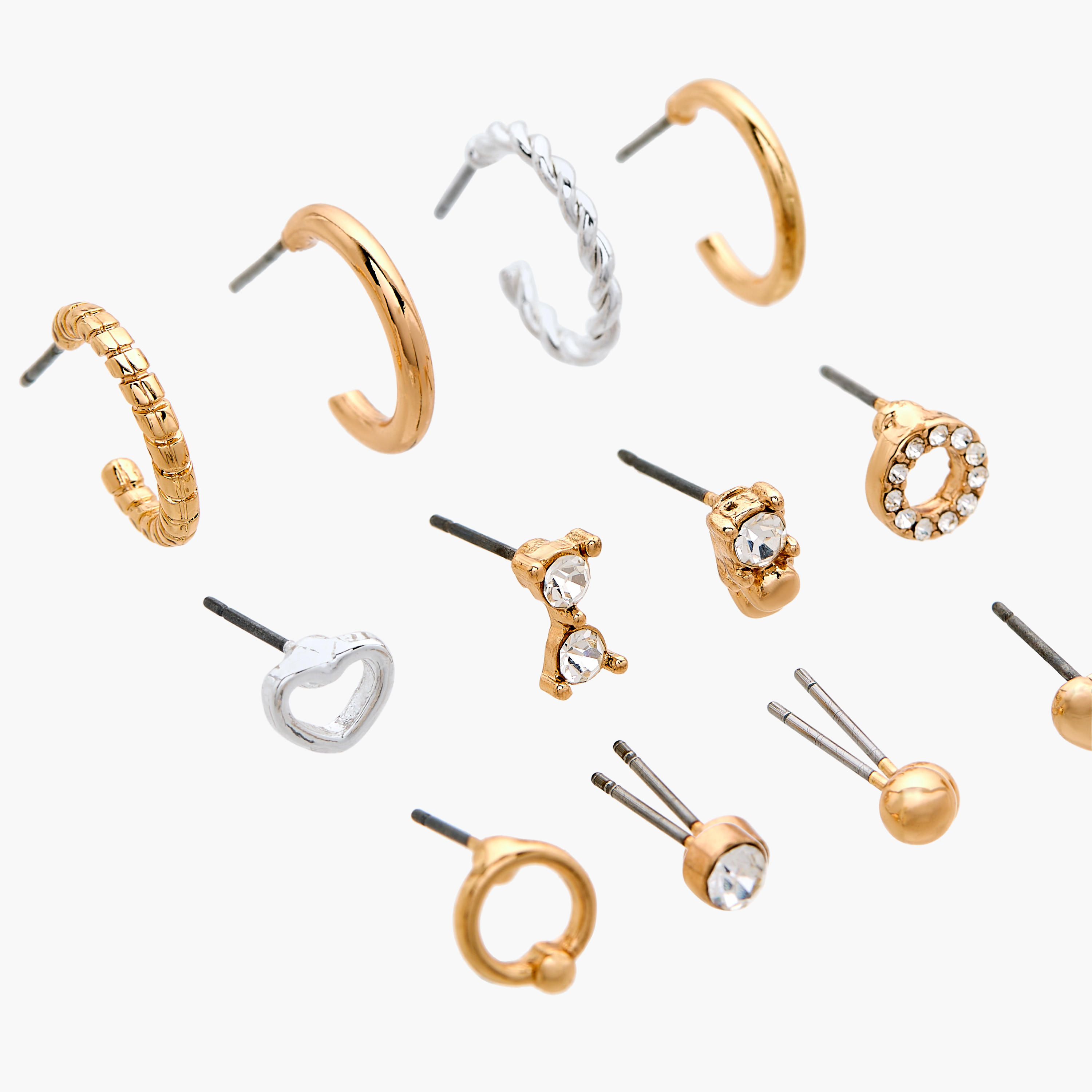 حلق ميتاليك بمكبس إغلاق خلفي من جلوو - طقم من 12-women-watchesandjewellery-jewellery-earrings-image-3