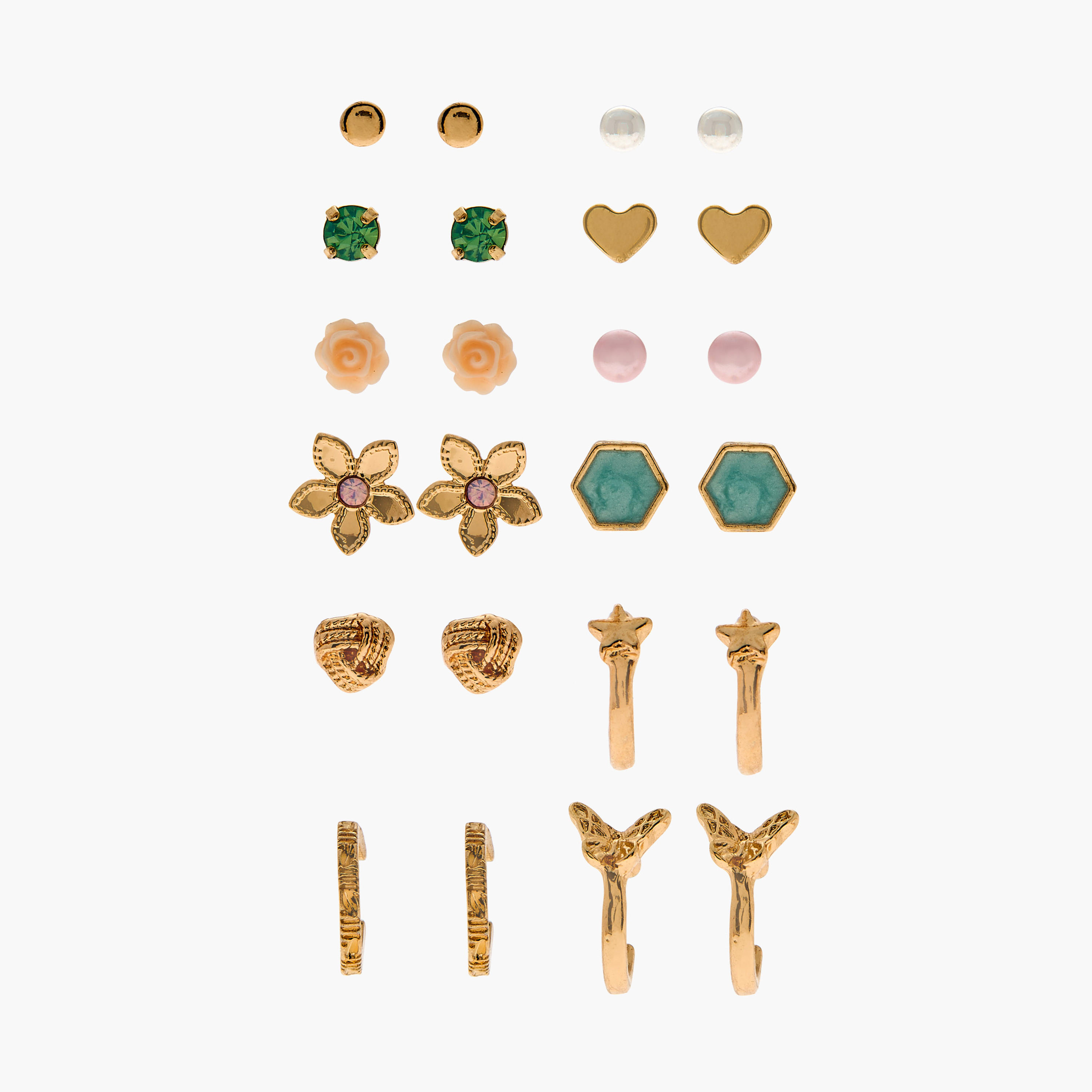 Set of 12 - Gloo Assorted Stud Earrings with Pushback Closure-women-watchesandjewellery-jewellery-earrings-image-1