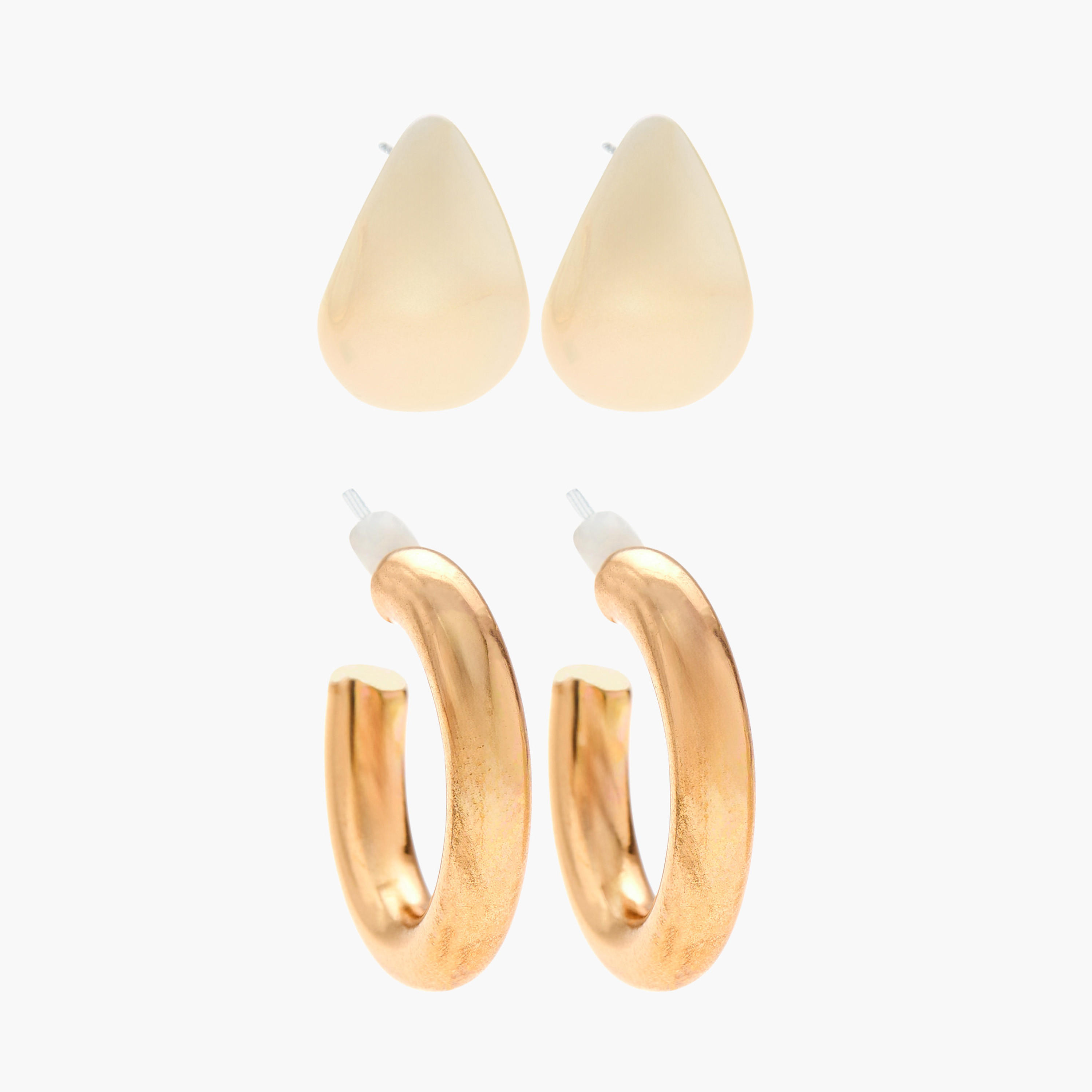 حلقان ميتاليك بمكبس إغلاق خلفي من جلوو - طقم من 2-women-watchesandjewellery-jewellery-earrings-image-1