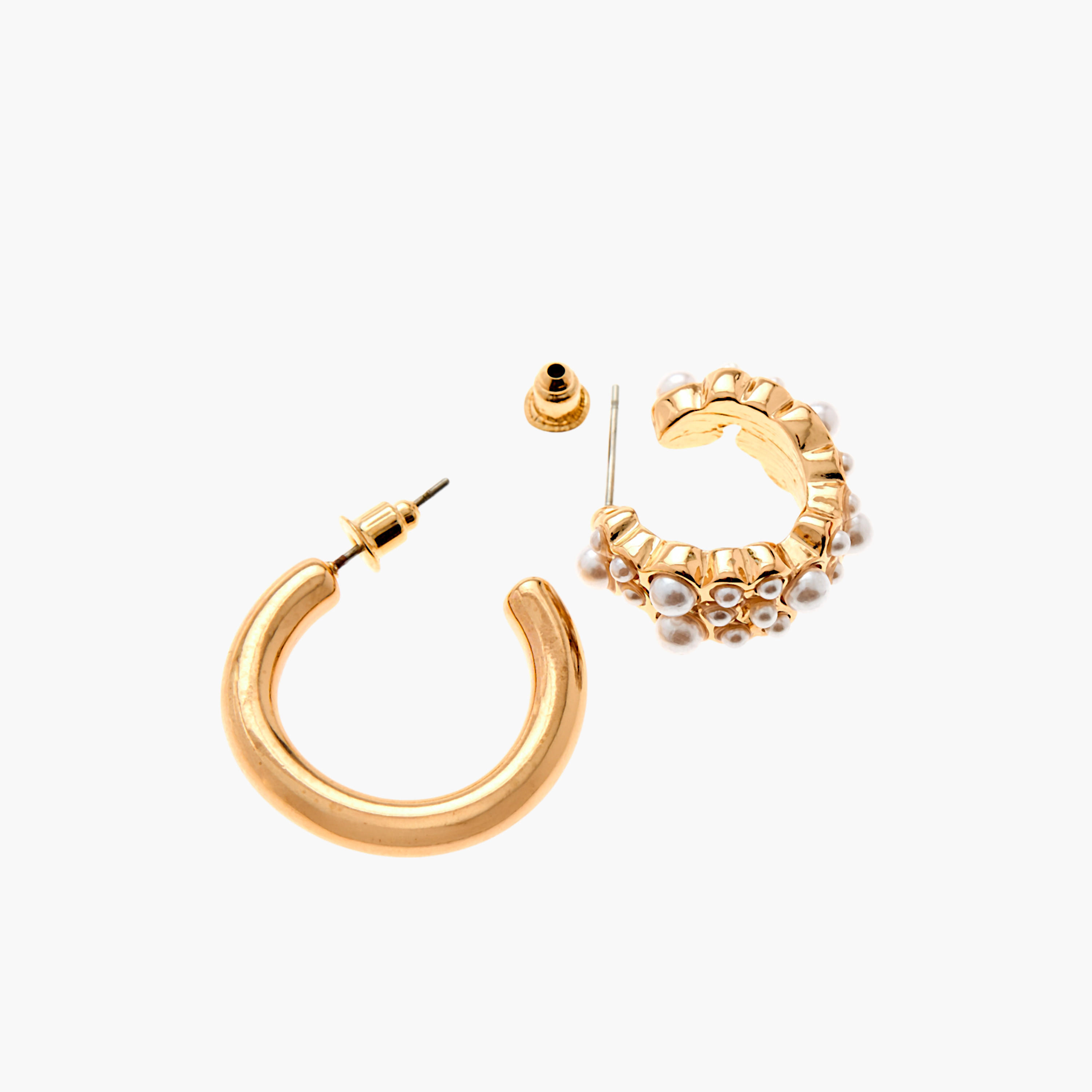 طقم أقراط دائرية بمكبس إغلاق خلفي قطعتين متنوعتين من جلو-women-watchesandjewellery-jewellery-earrings-image-4