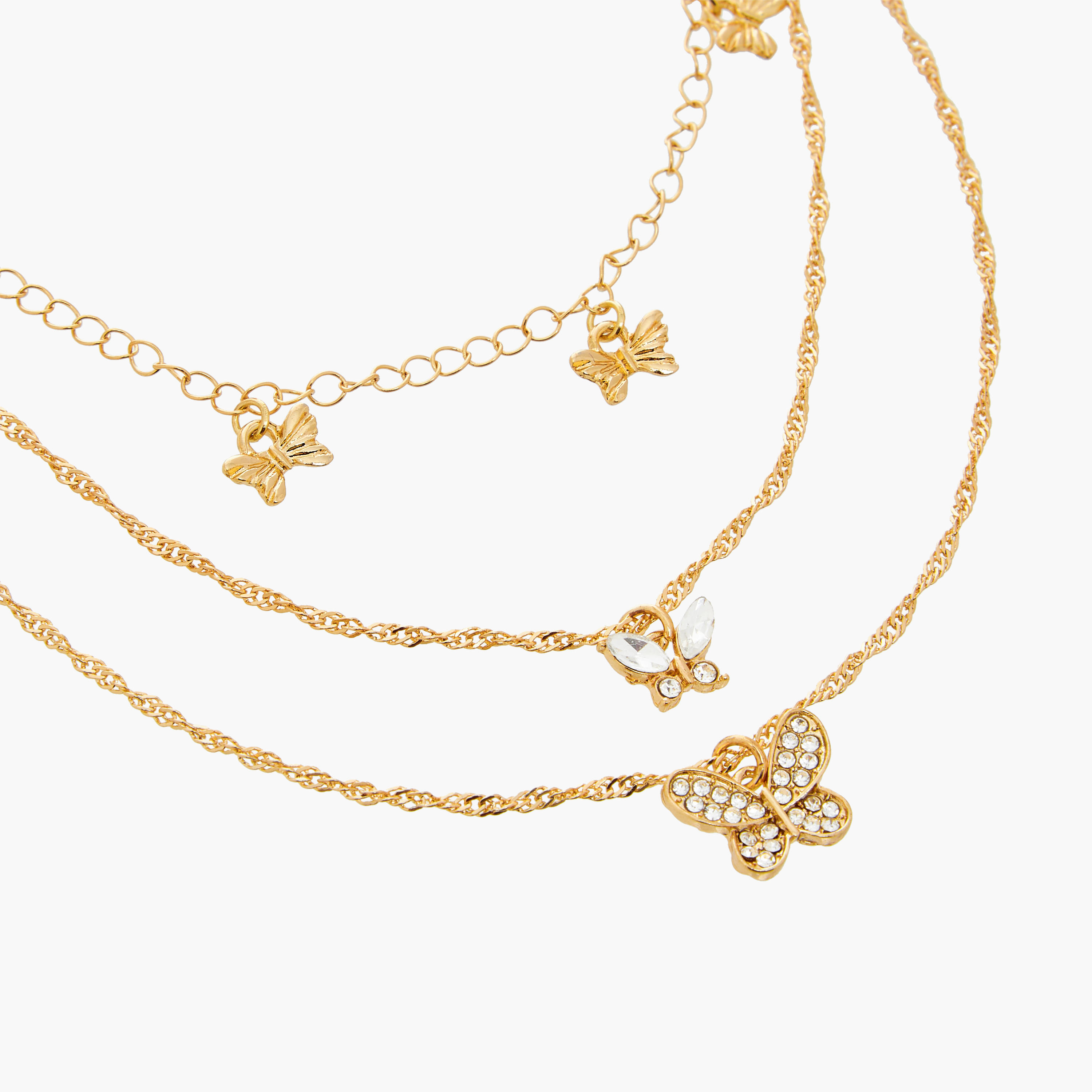 عقد متعدد الطبقات بدلاية فراشة مزيّنة ومشبك إغلاق من جلوو-women-watchesandjewellery-jewellery-necklacesandpendants-image-2
