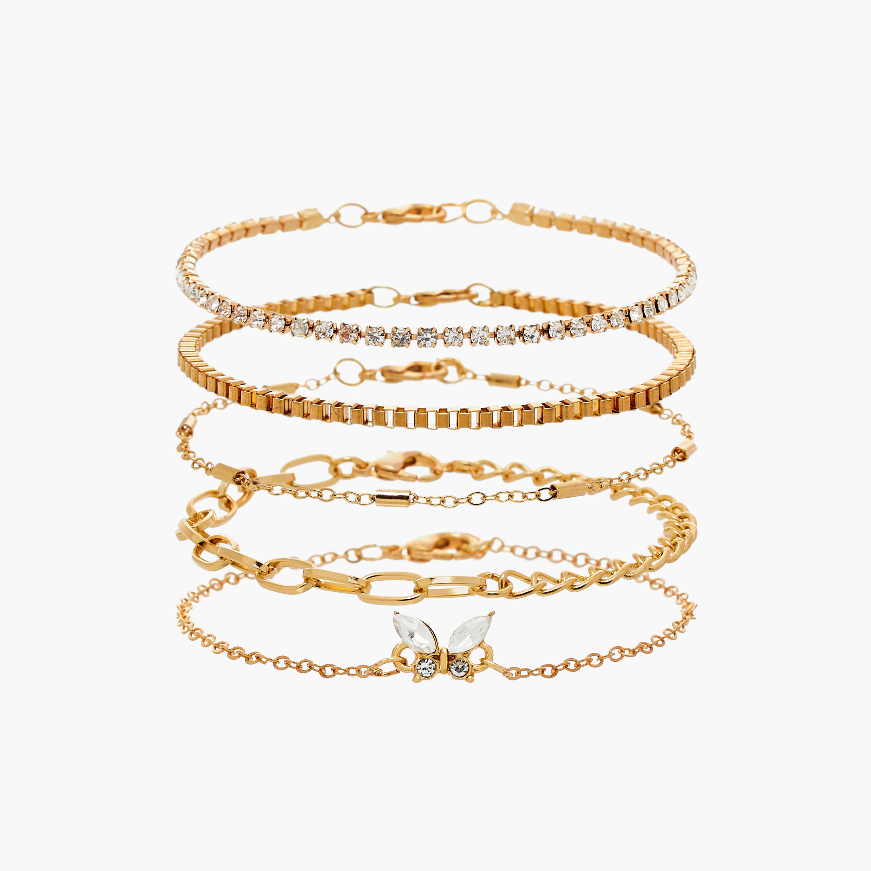 أساور متنوعة بمشبك إغلاق من جلوو - مجموعة 5 قطع-women-watchesandjewellery-jewellery-banglesandbracelets-image-1