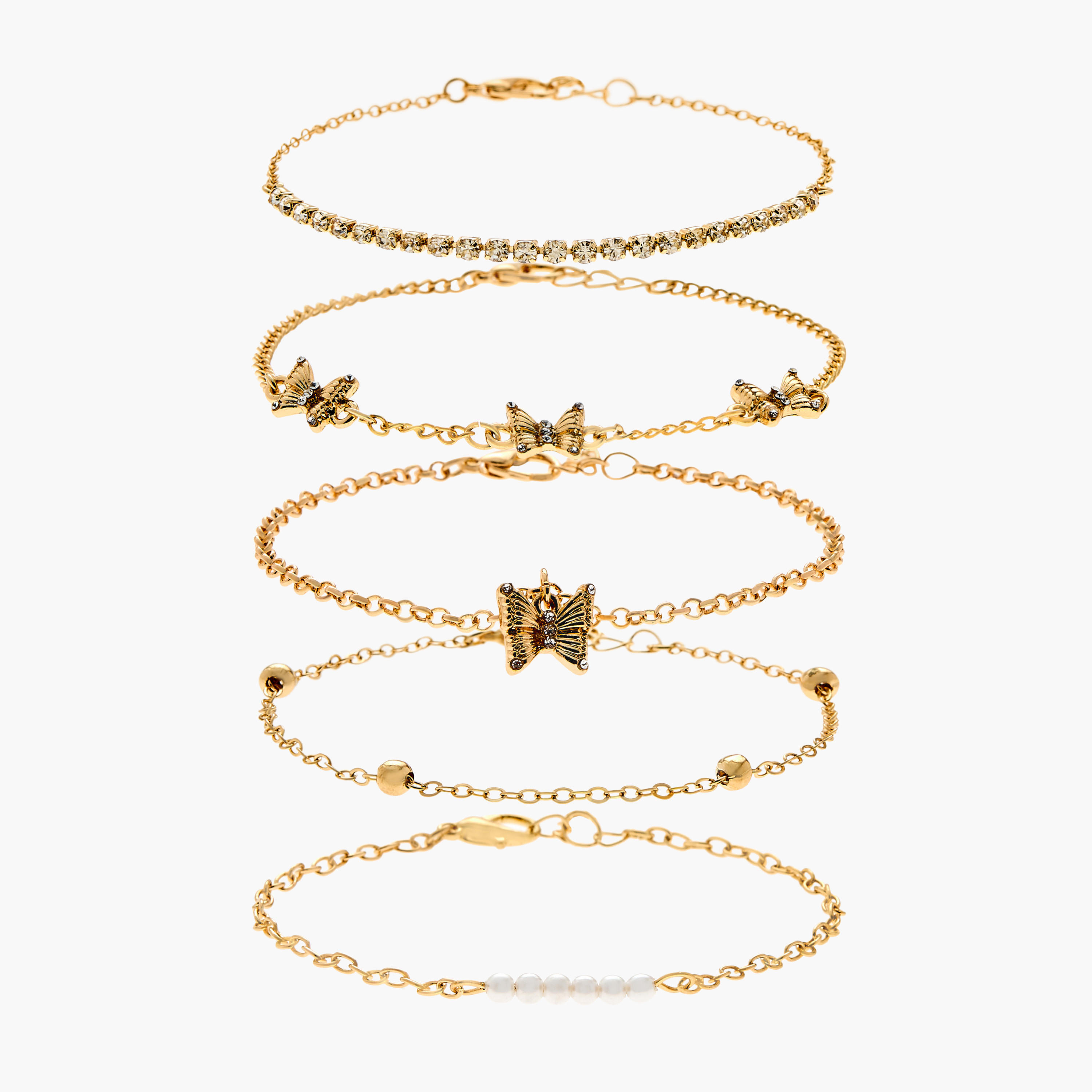 أسورة مزينة بمشبك إغلاق من جلوو - طقم من 5-women-watchesandjewellery-jewellery-banglesandbracelets-image-1