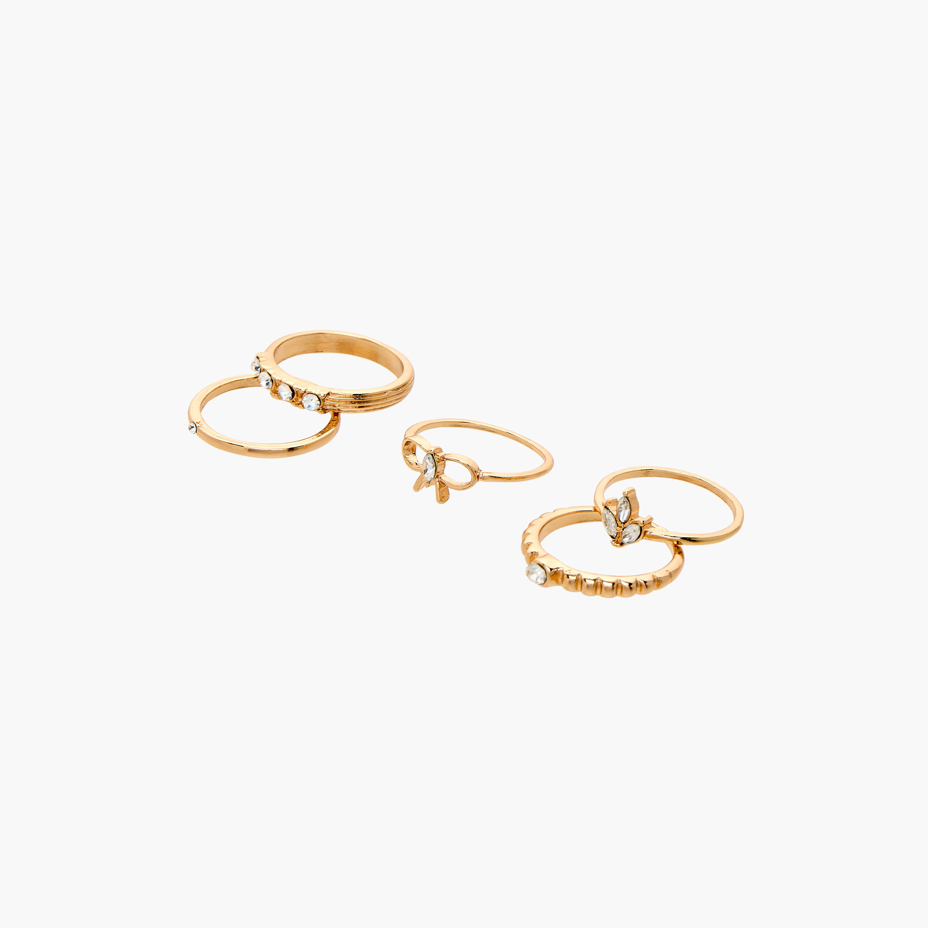 Set of 5 - Gloo Embellished Metallic Ring-women-watchesandjewellery-jewellery-rings-image-1