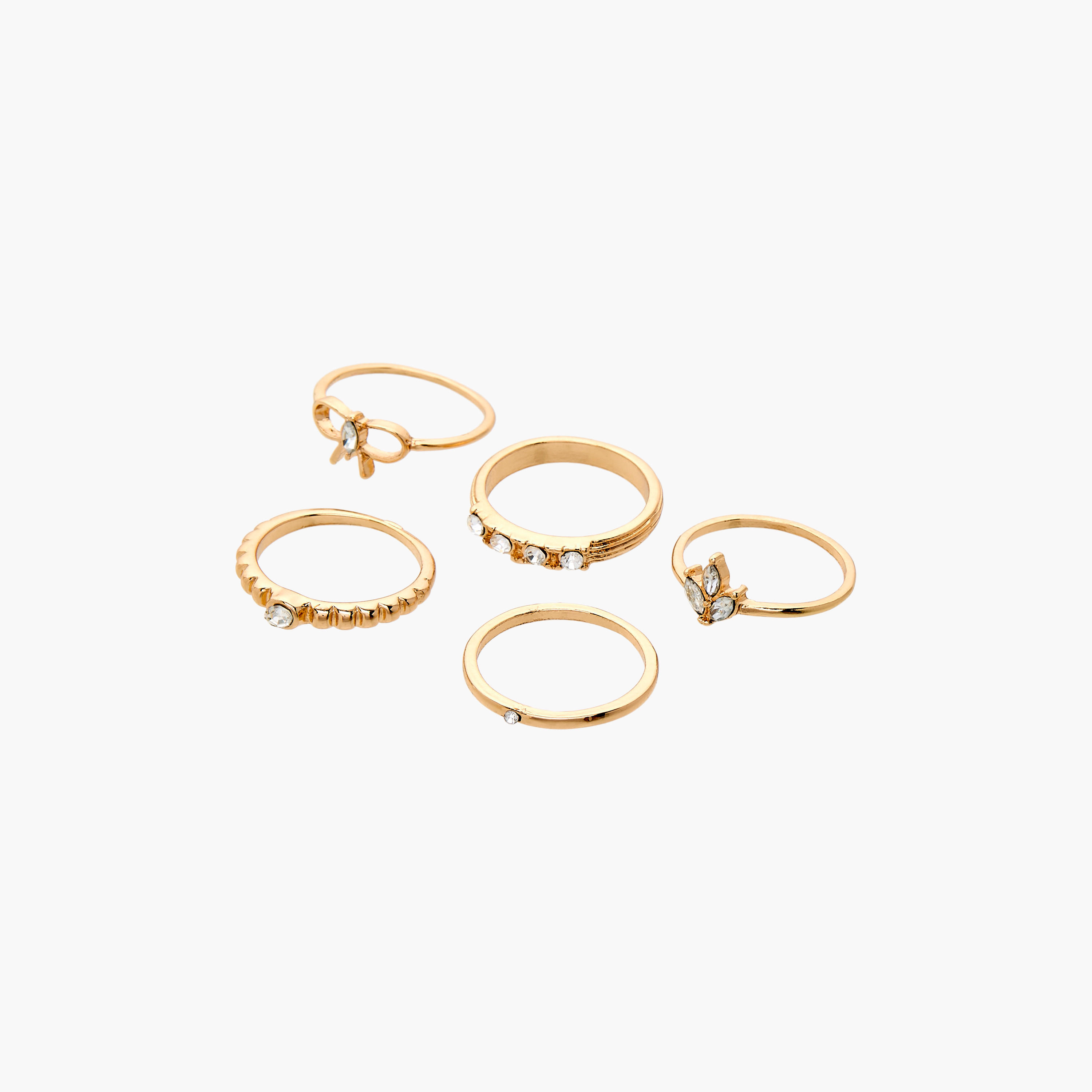 Set of 5 - Gloo Embellished Metallic Ring-women-watchesandjewellery-jewellery-rings-image-2