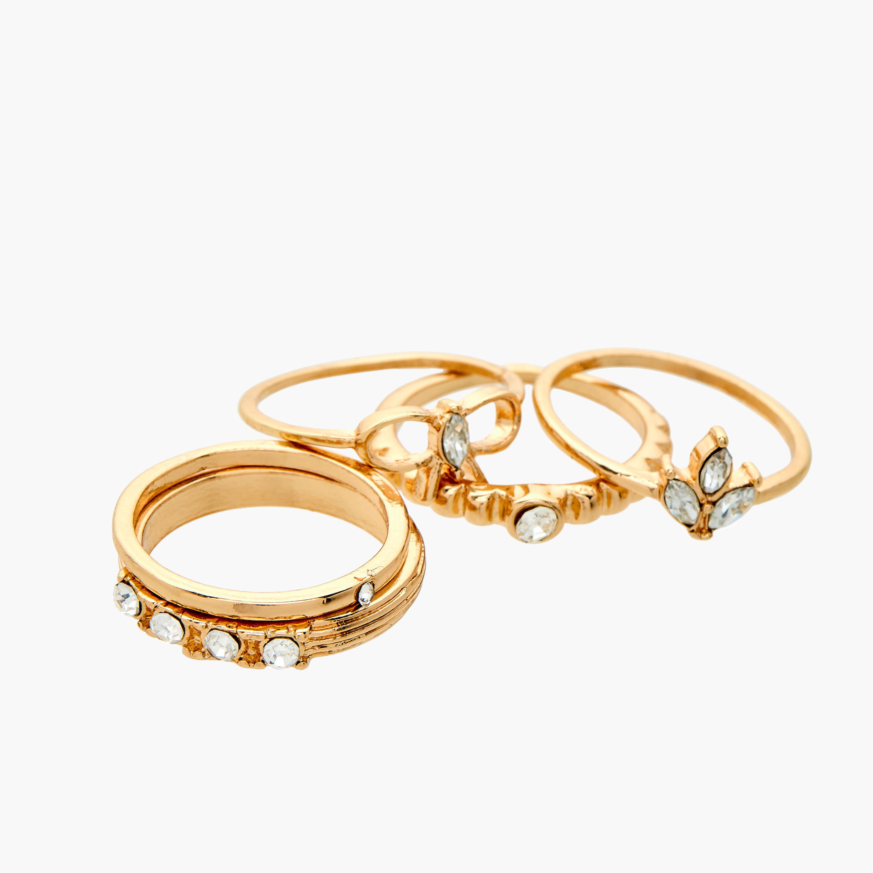 Set of 5 - Gloo Embellished Metallic Ring-women-watchesandjewellery-jewellery-rings-image-3