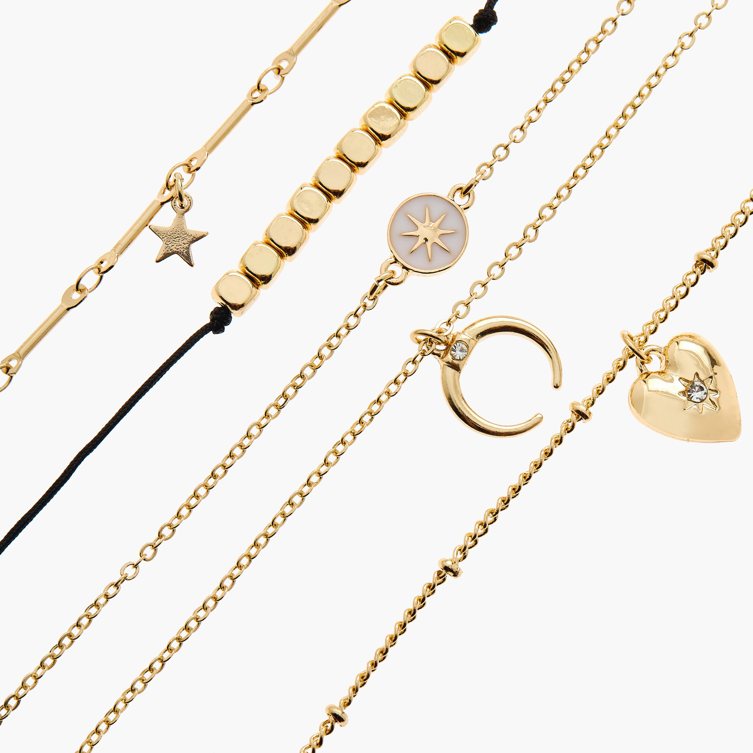 أساور متنوعة بمشبك إغلاق من جلو - مجموعة من 5 قطع-women-watchesandjewellery-jewellery-banglesandbracelets-image-9
