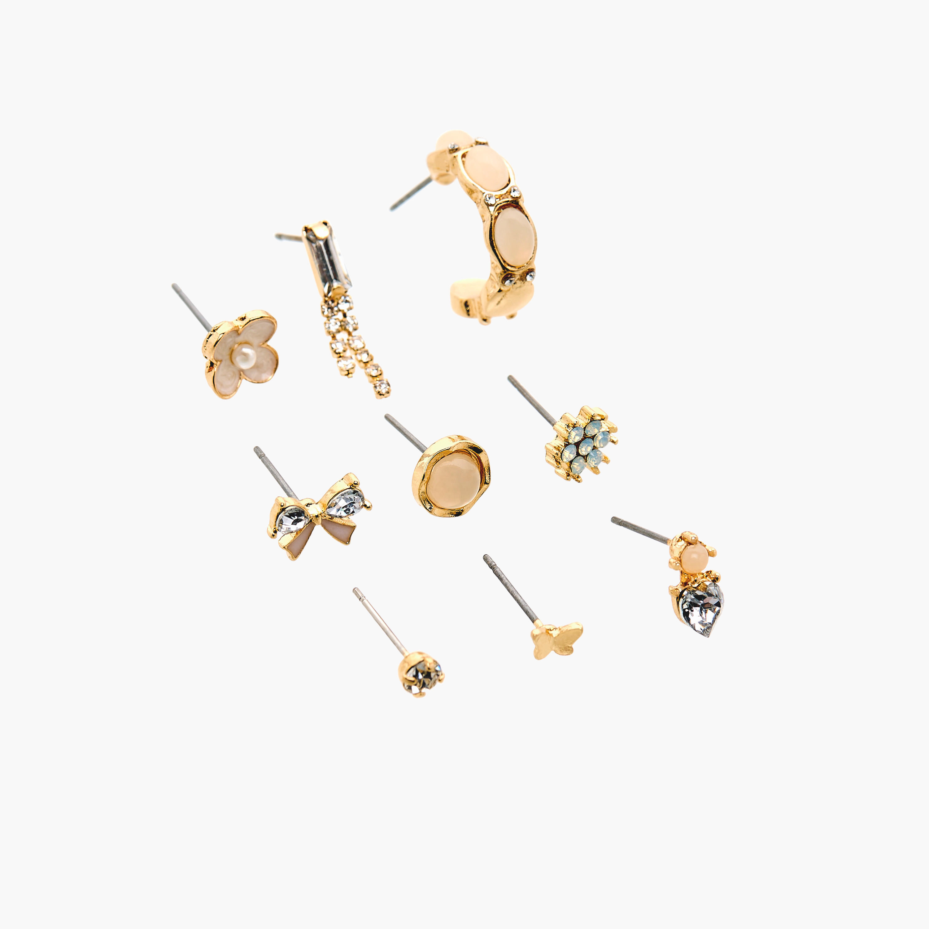حلق ميتاليك متنوّع بمكبس إغلاق خلفي من جلوو - عبوة من 9-women-watchesandjewellery-jewellery-earrings-image-2