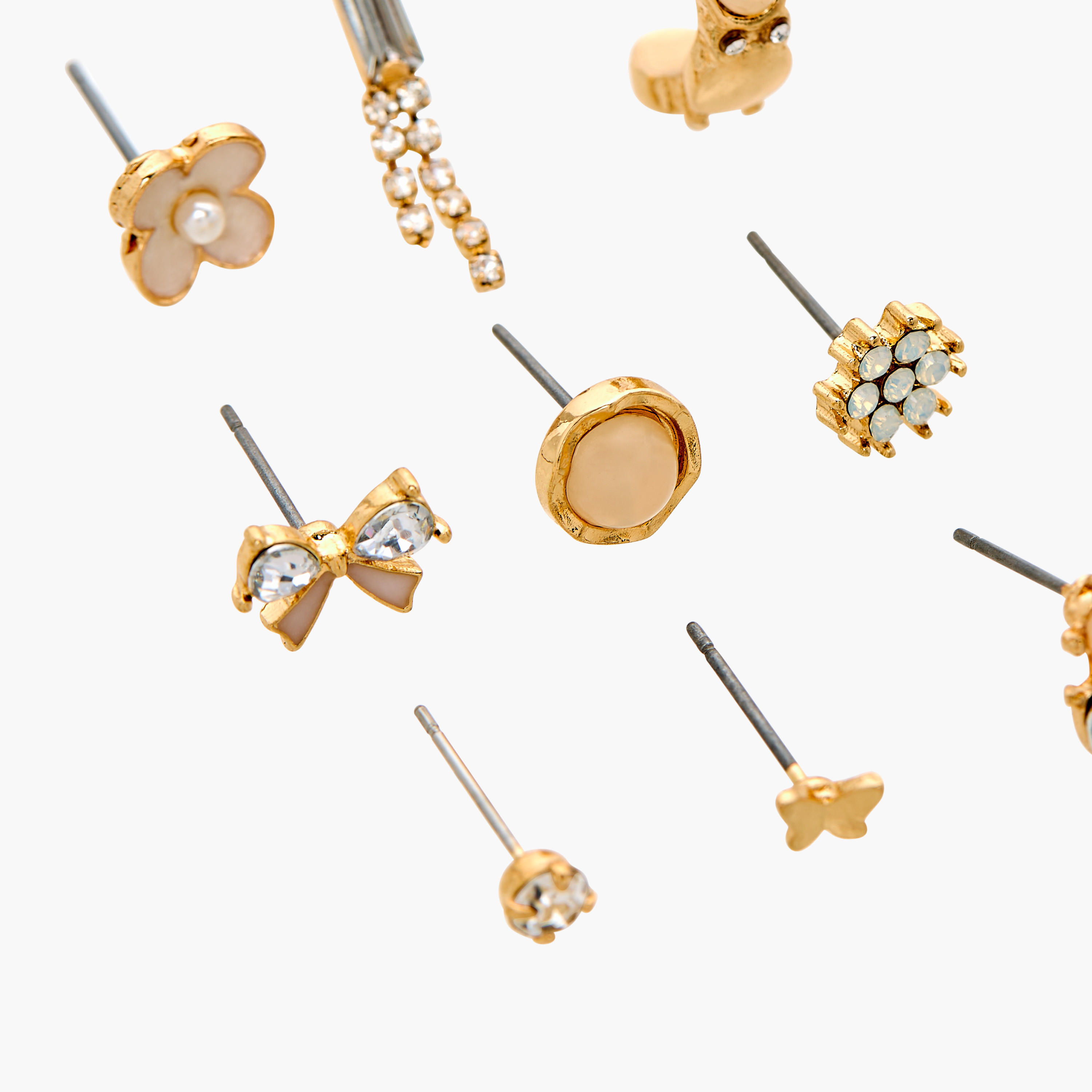 حلق ميتاليك متنوّع بمكبس إغلاق خلفي من جلوو - عبوة من 9-women-watchesandjewellery-jewellery-earrings-image-3