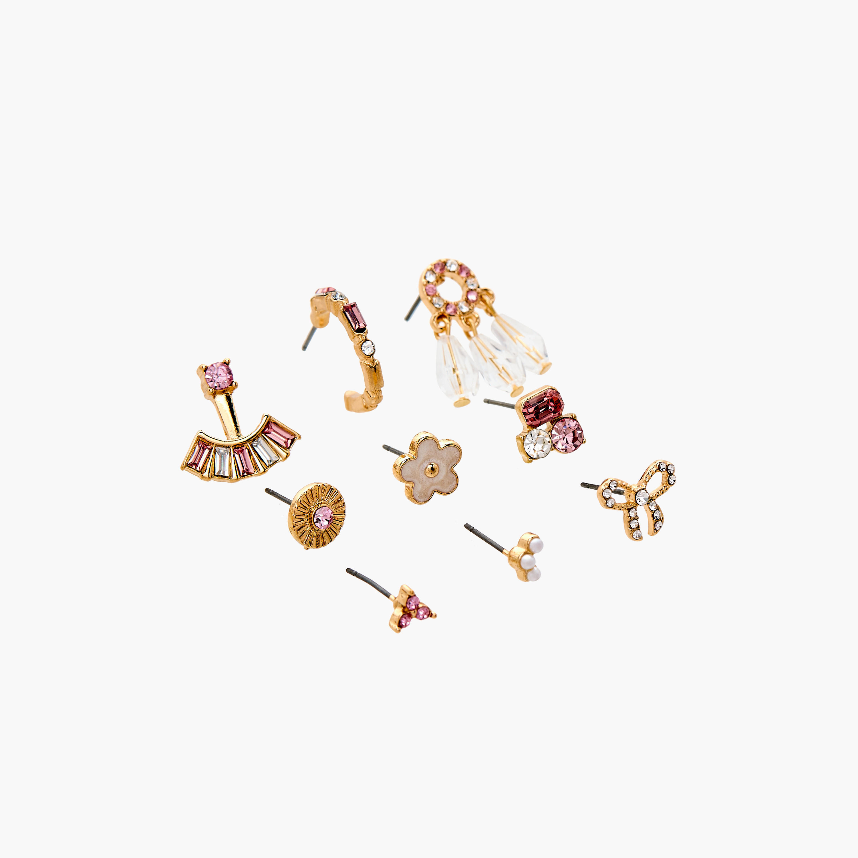 Set of 9 - Gloo Metallic Stud Earrings with Pushback Closure-women-watchesandjewellery-jewellery-earrings-image-2