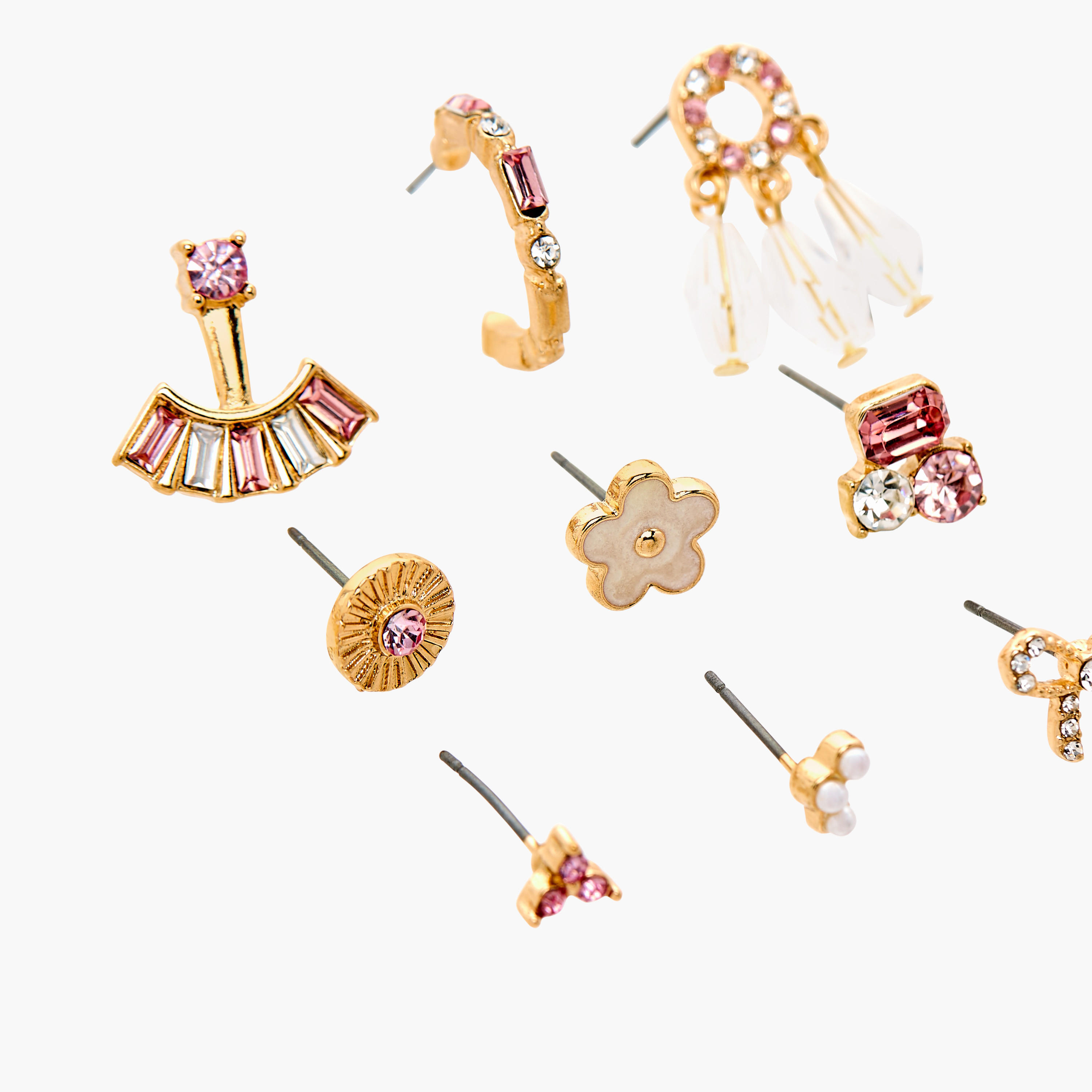 Set of 9 - Gloo Metallic Stud Earrings with Pushback Closure-women-watchesandjewellery-jewellery-earrings-image-3